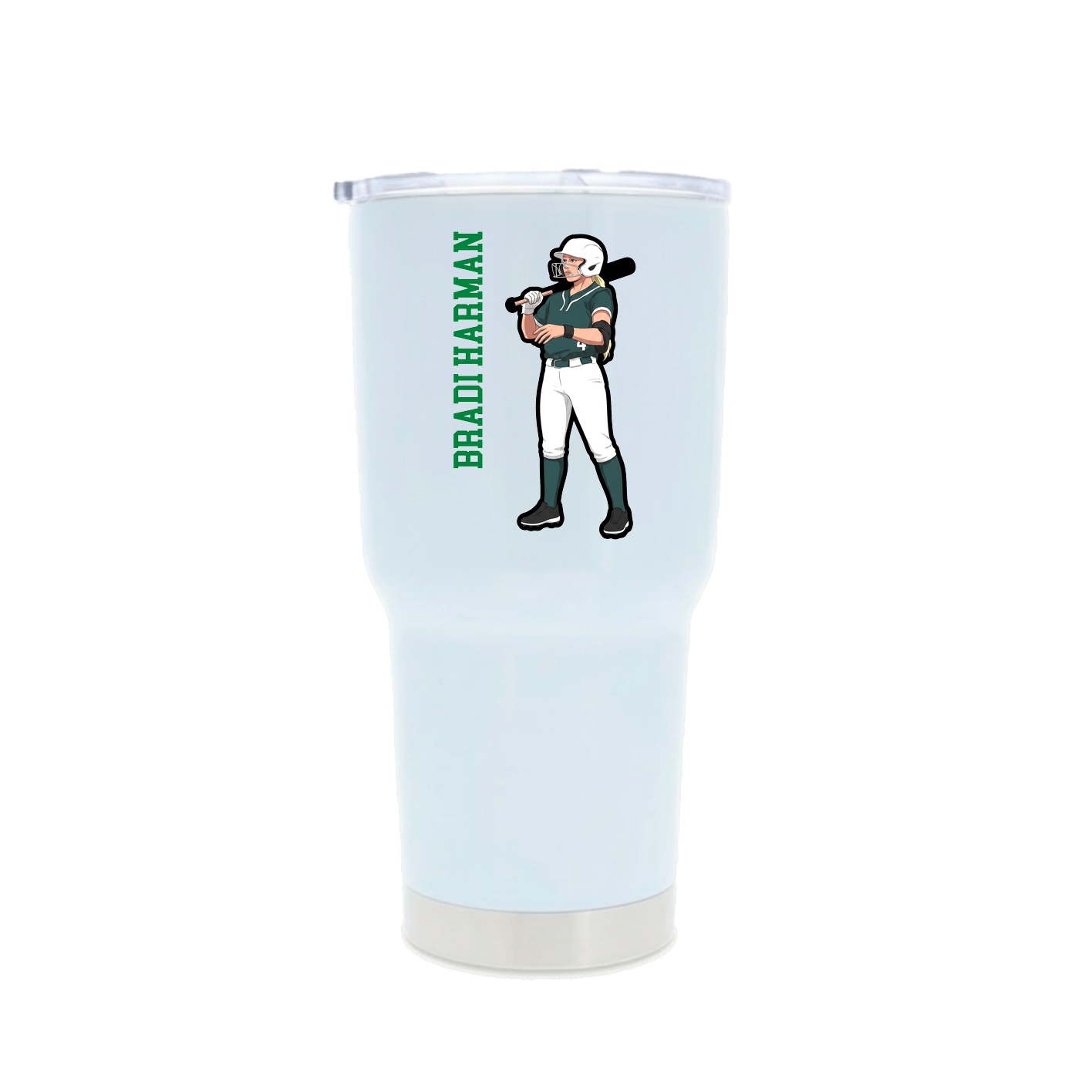30oz Stainless Steel Tumbler — Name Vertical in White