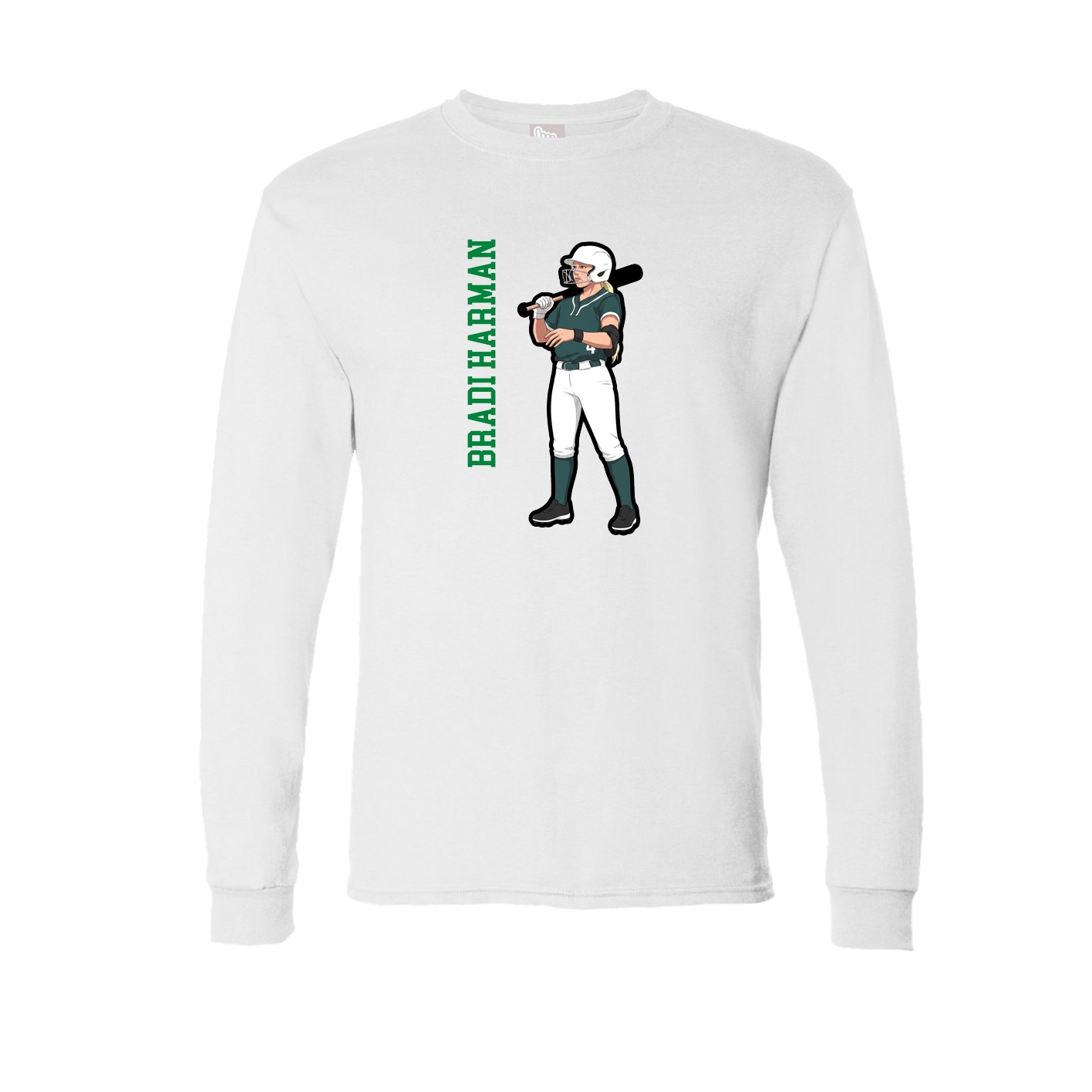 Long Sleeve Tee — Name Vertical in White