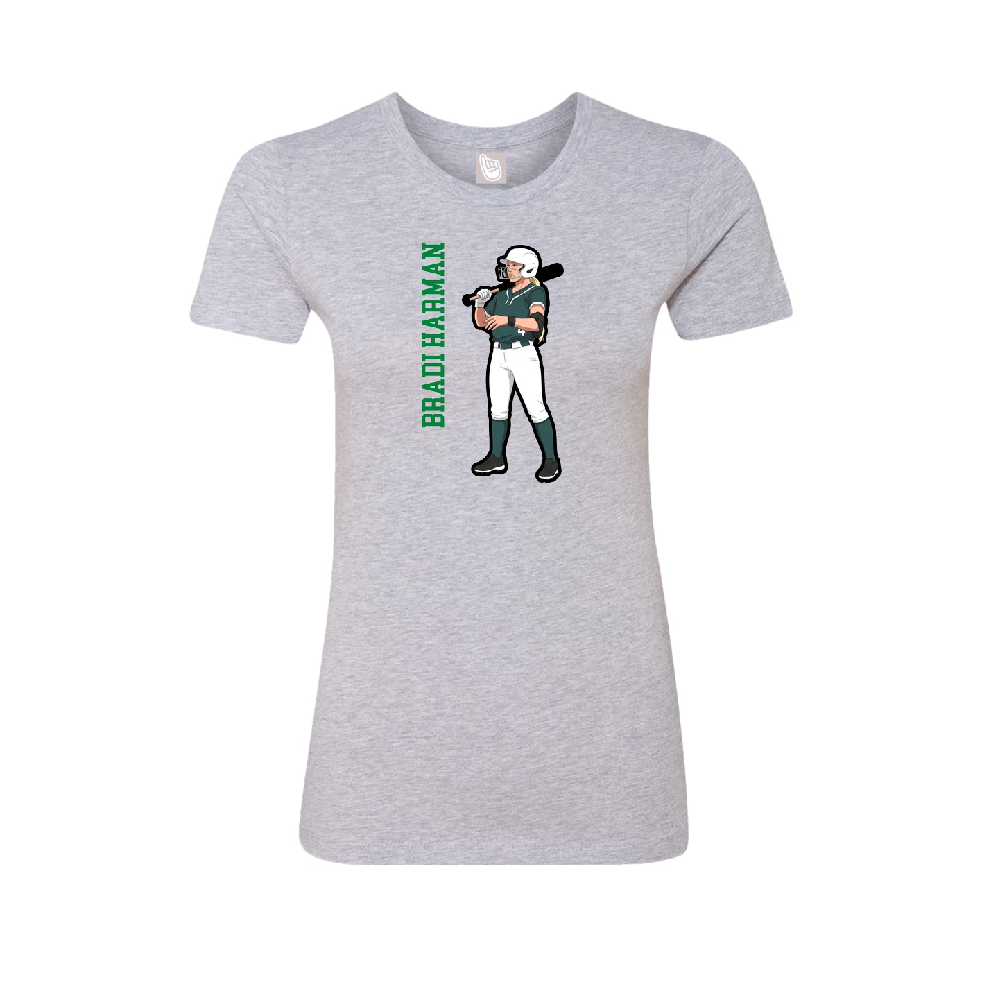 Fitted Women's Tee — Name Vertical in Grey