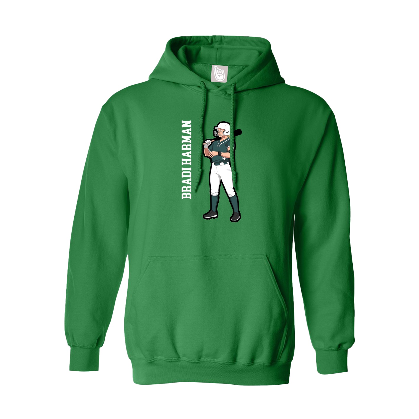 Hoodie — Name Vertical in Green