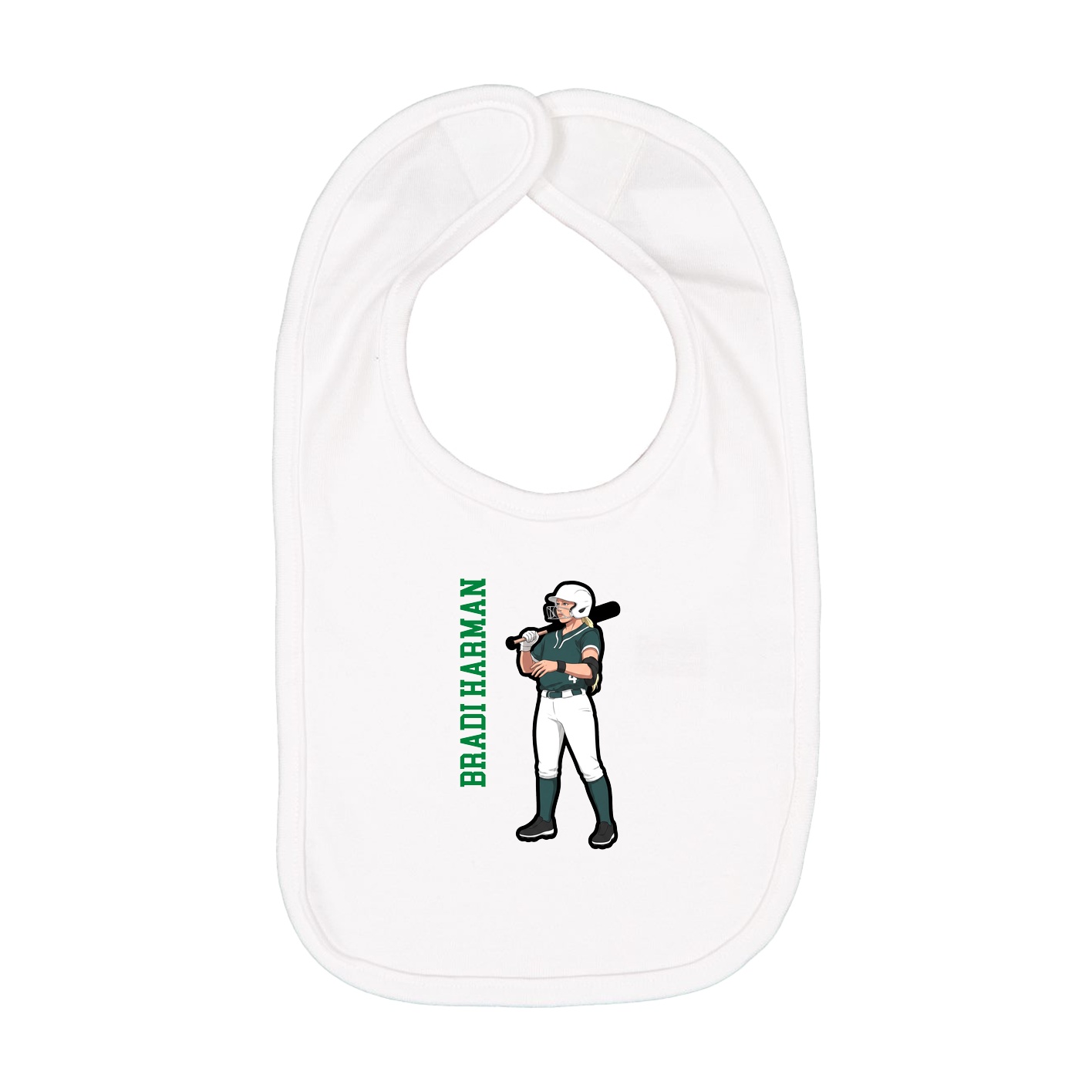 Infant Bib — Name Vertical in White