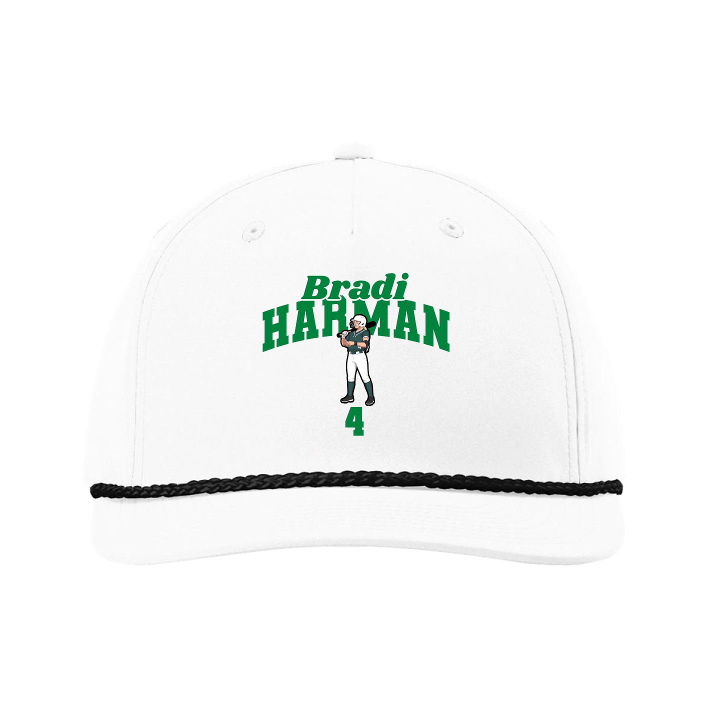 Five-Panel Classic Rope Cap — Signature Arch in White