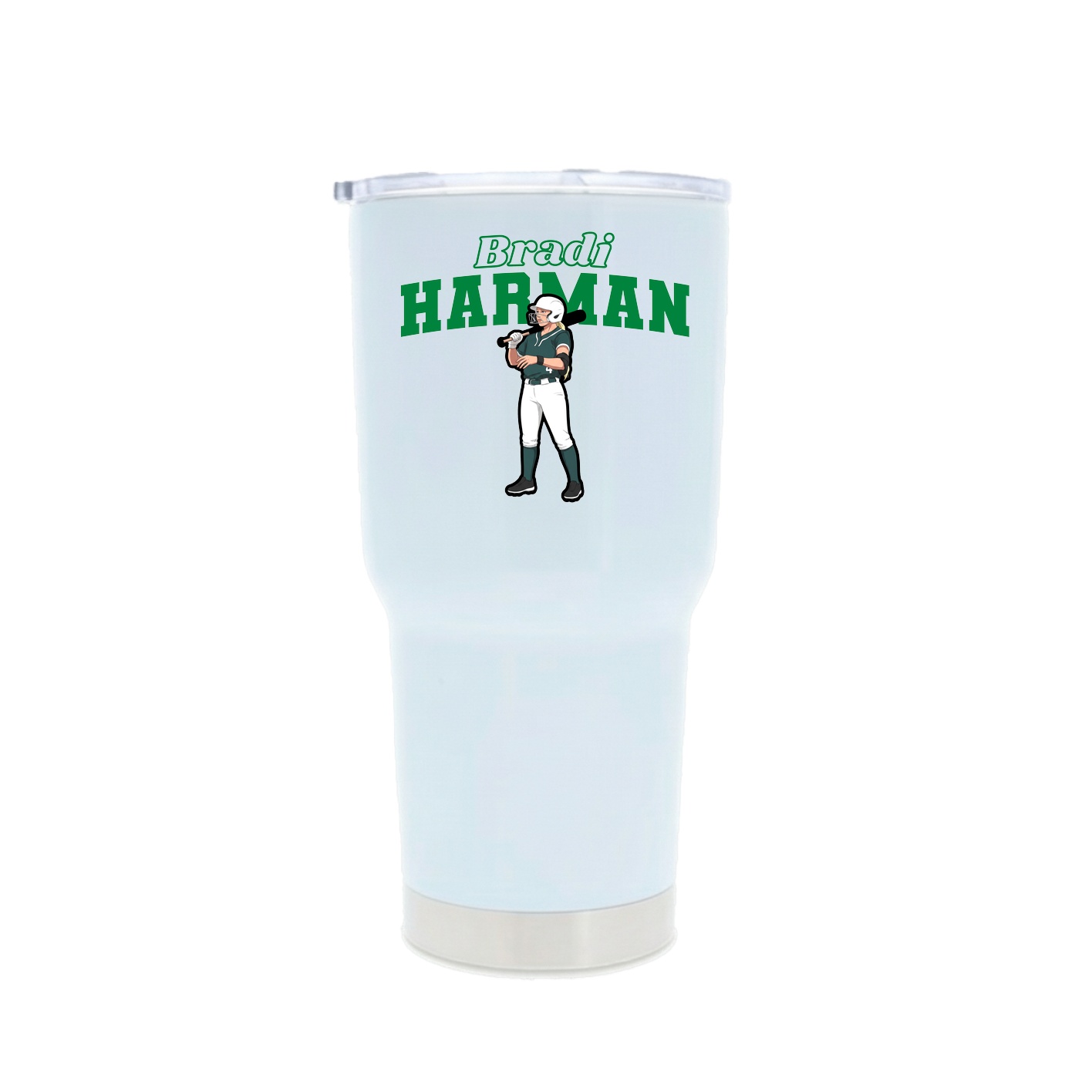 30oz Stainless Steel Tumbler — Name Arch in White