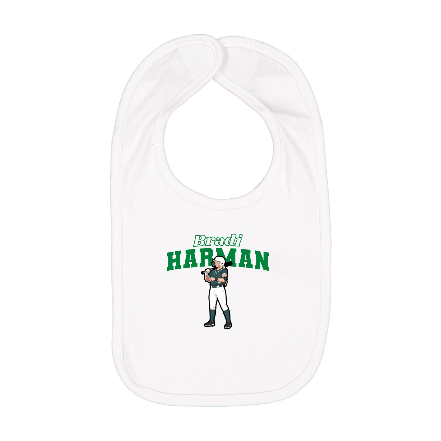 Infant Bib — Name Arch in White