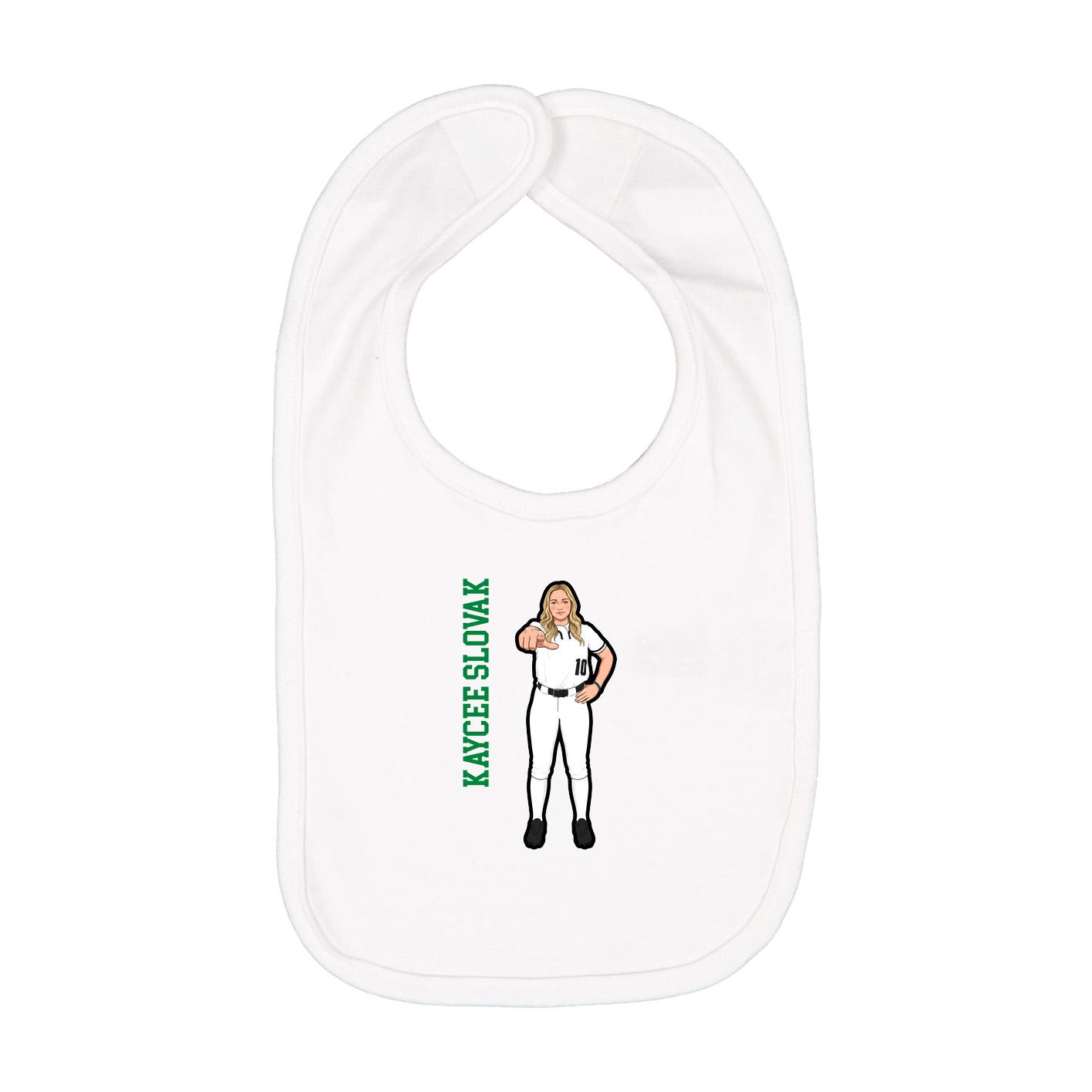 Infant Bib — Name Vertical in White