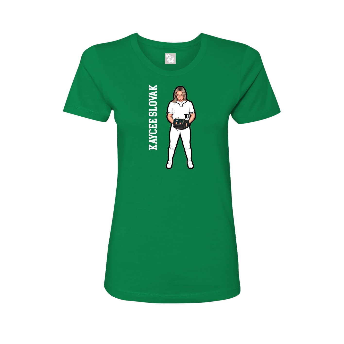 Fitted Women's Tee — Name Vertical in Green