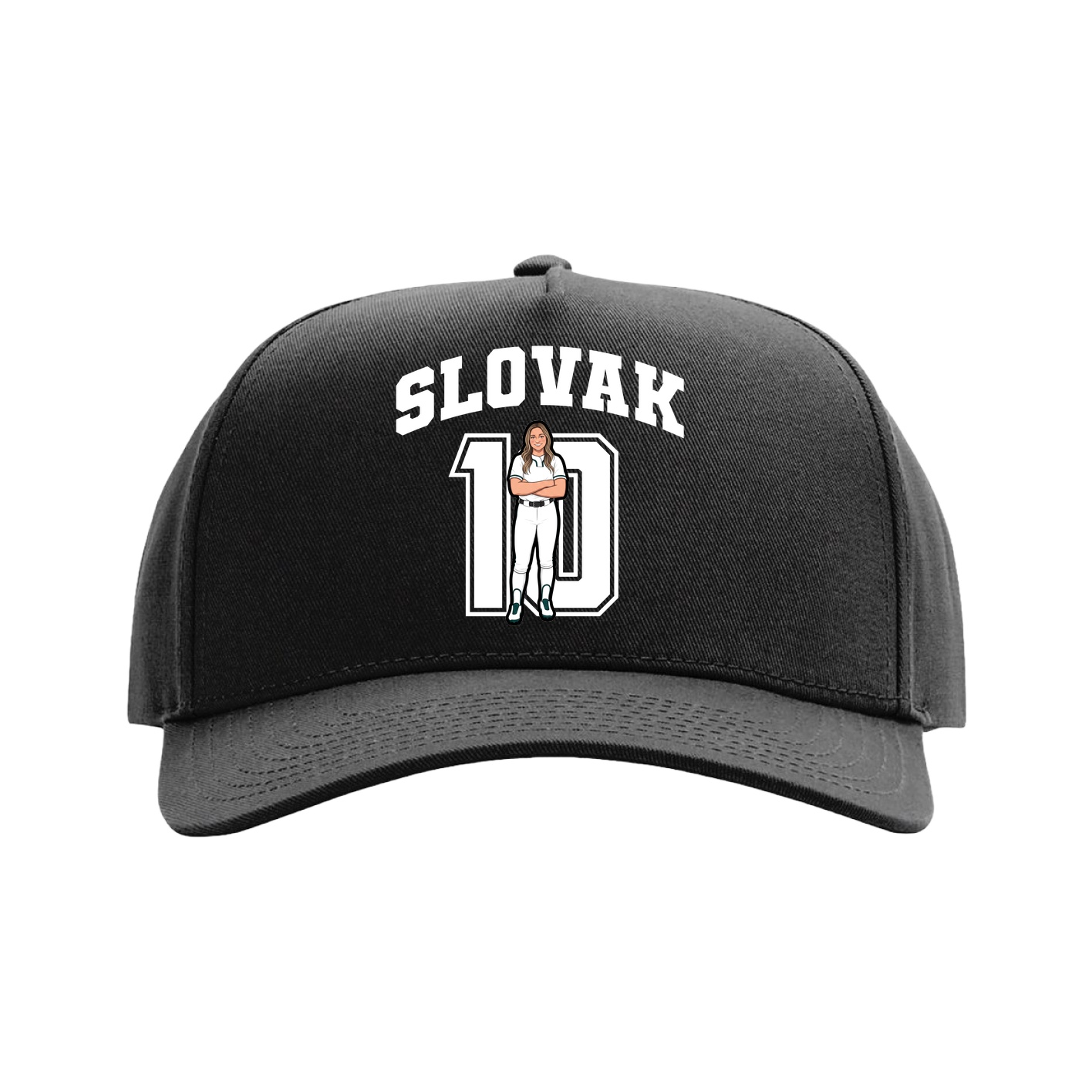 Full Fabric Five-Panel Champ Cap — Number in Black