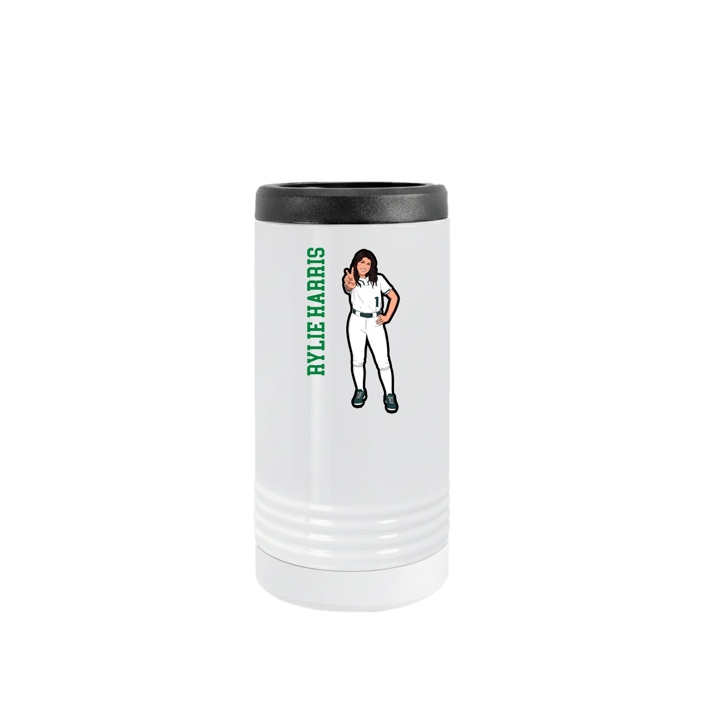 Slim Beverage Holder — Name Vertical in White