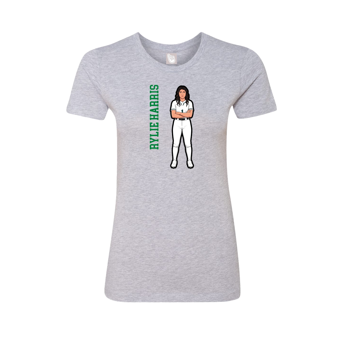 Fitted Women's Tee — Name Vertical in Grey