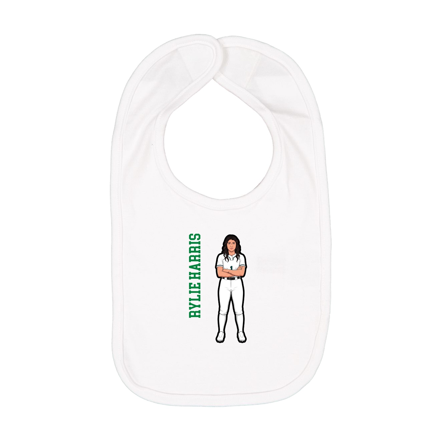 Infant Bib — Name Vertical in White