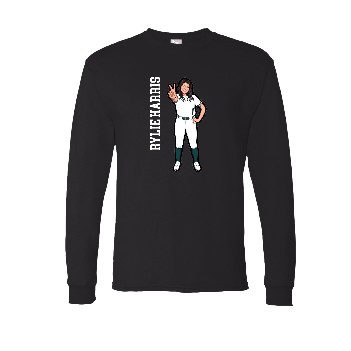 Long Sleeve Tee — Name Vertical in Black