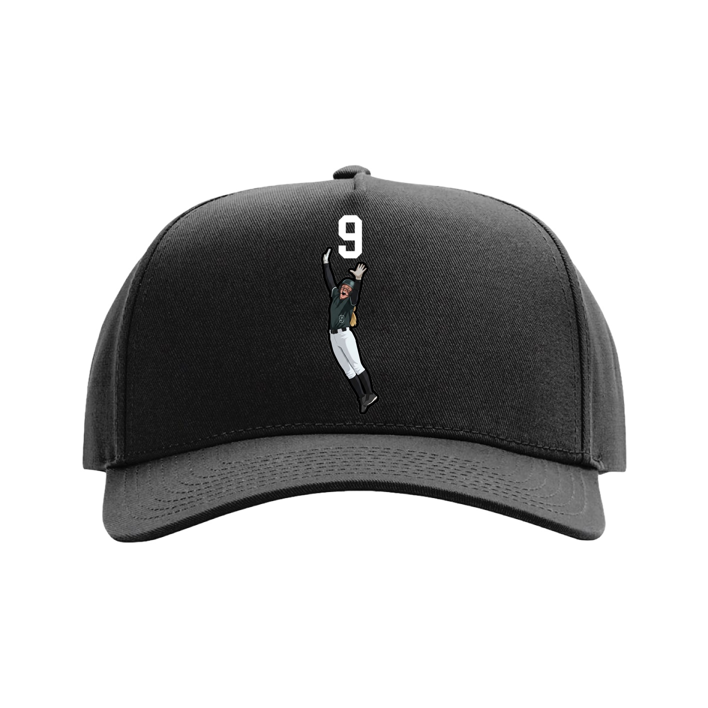 Full Fabric Five-Panel Champ Cap — Number Top in Black