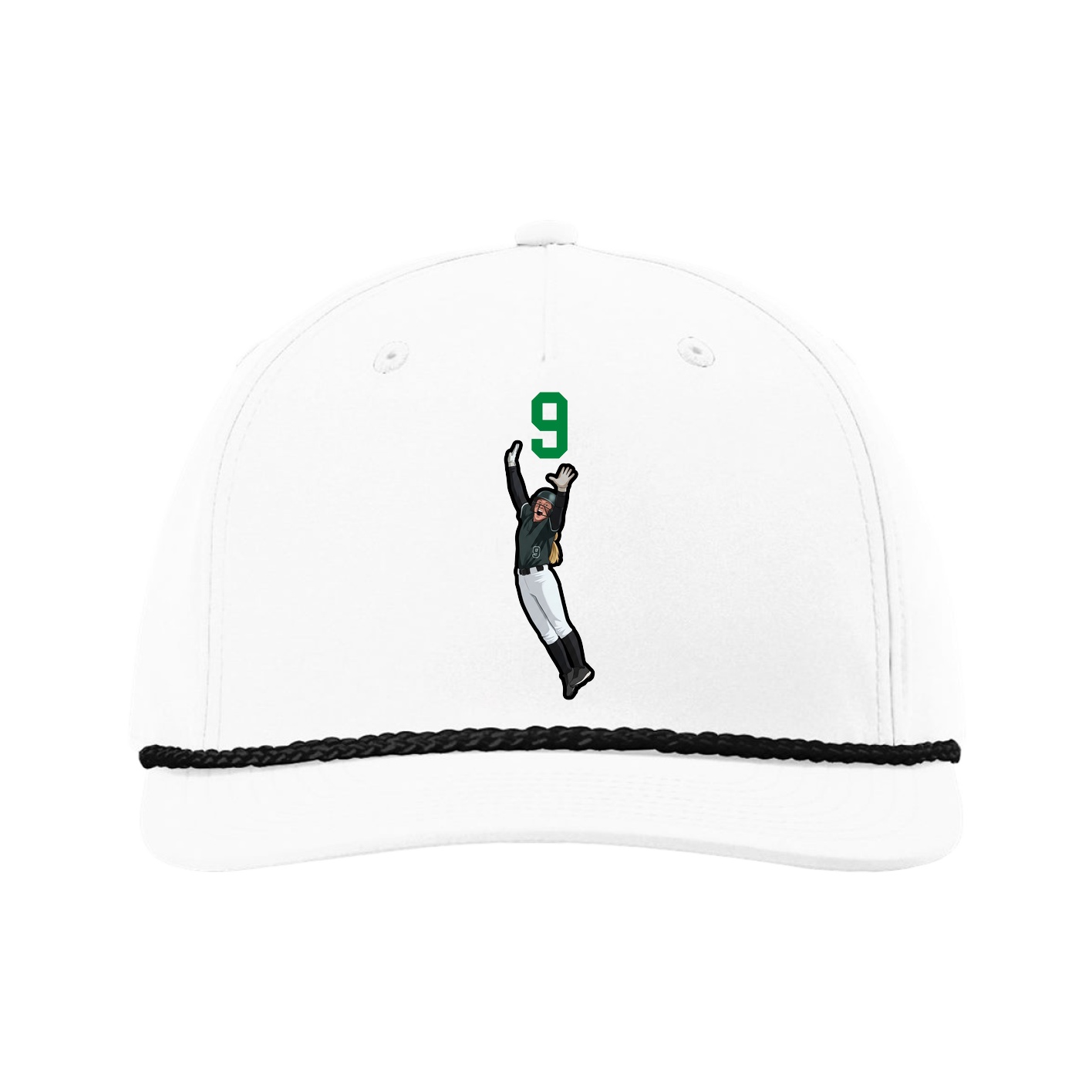 Five-Panel Classic Rope Cap — Number Top in White