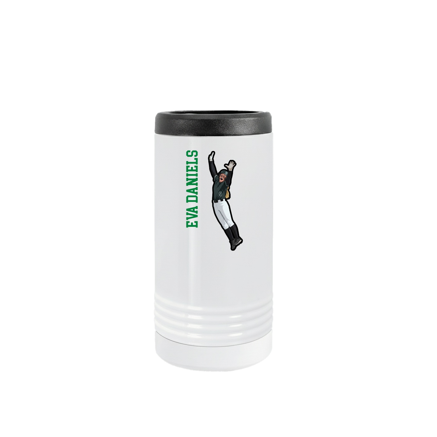 Slim Beverage Holder — Name Vertical in White