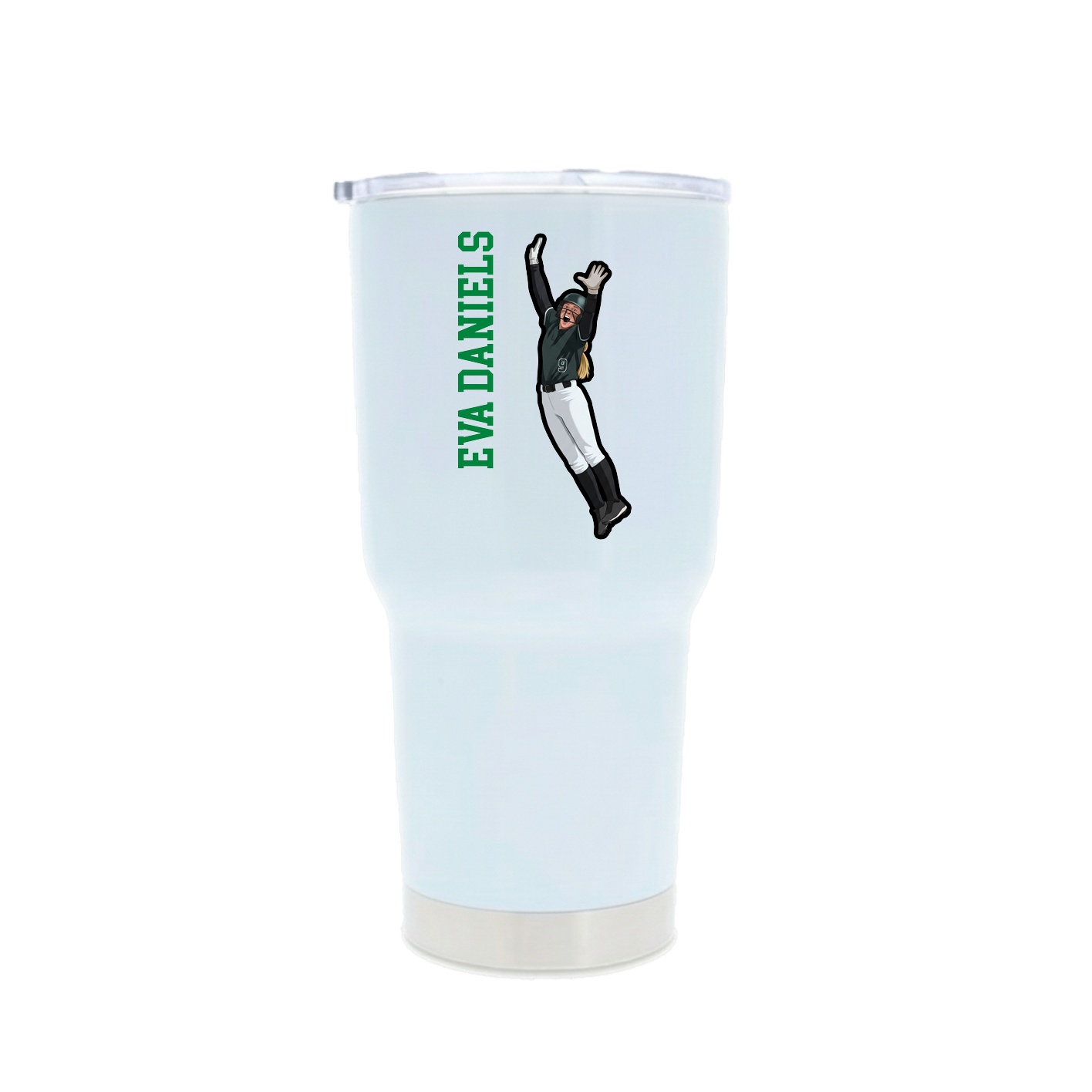 30oz Stainless Steel Tumbler — Name Vertical in White