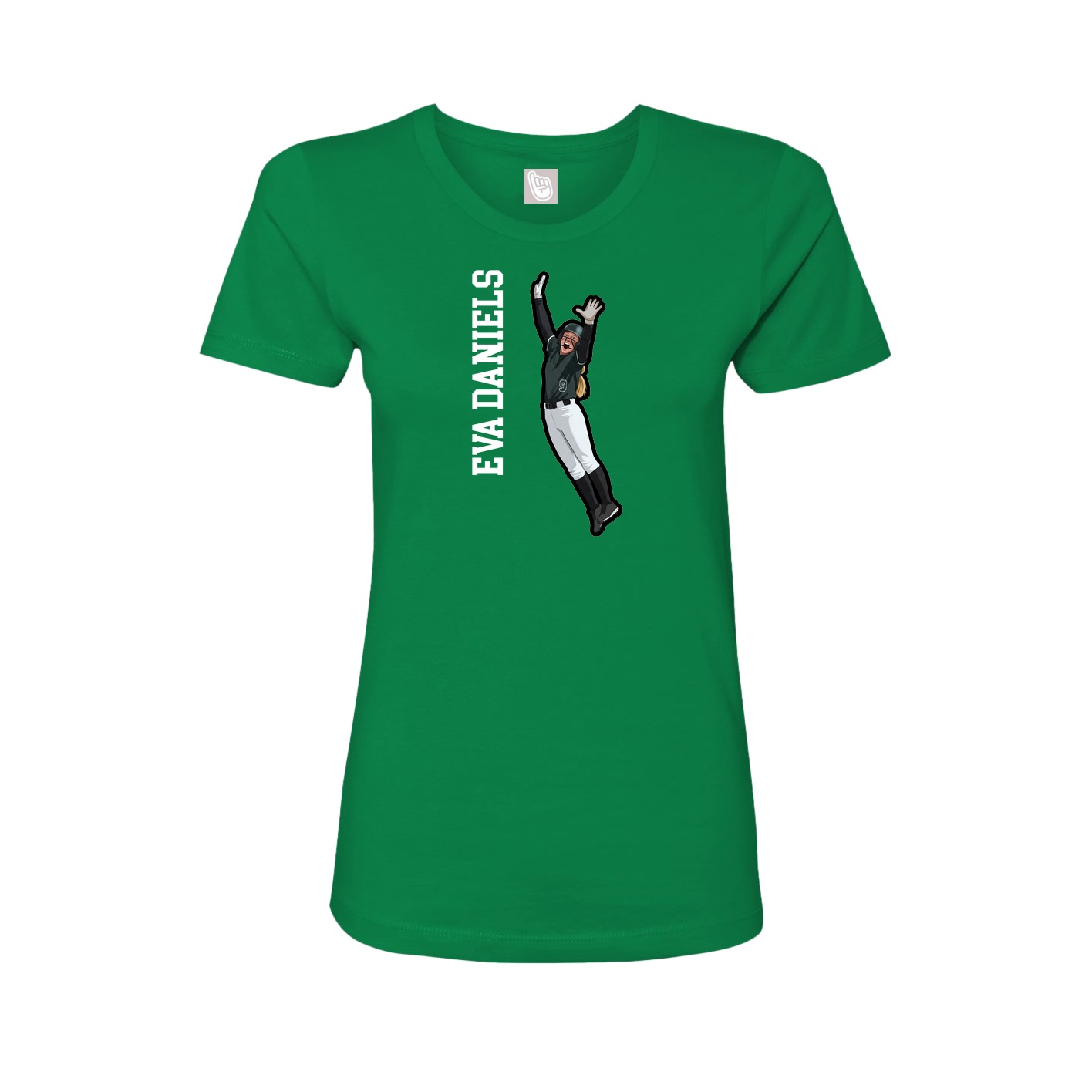 Fitted Women's Tee — Name Vertical in Green