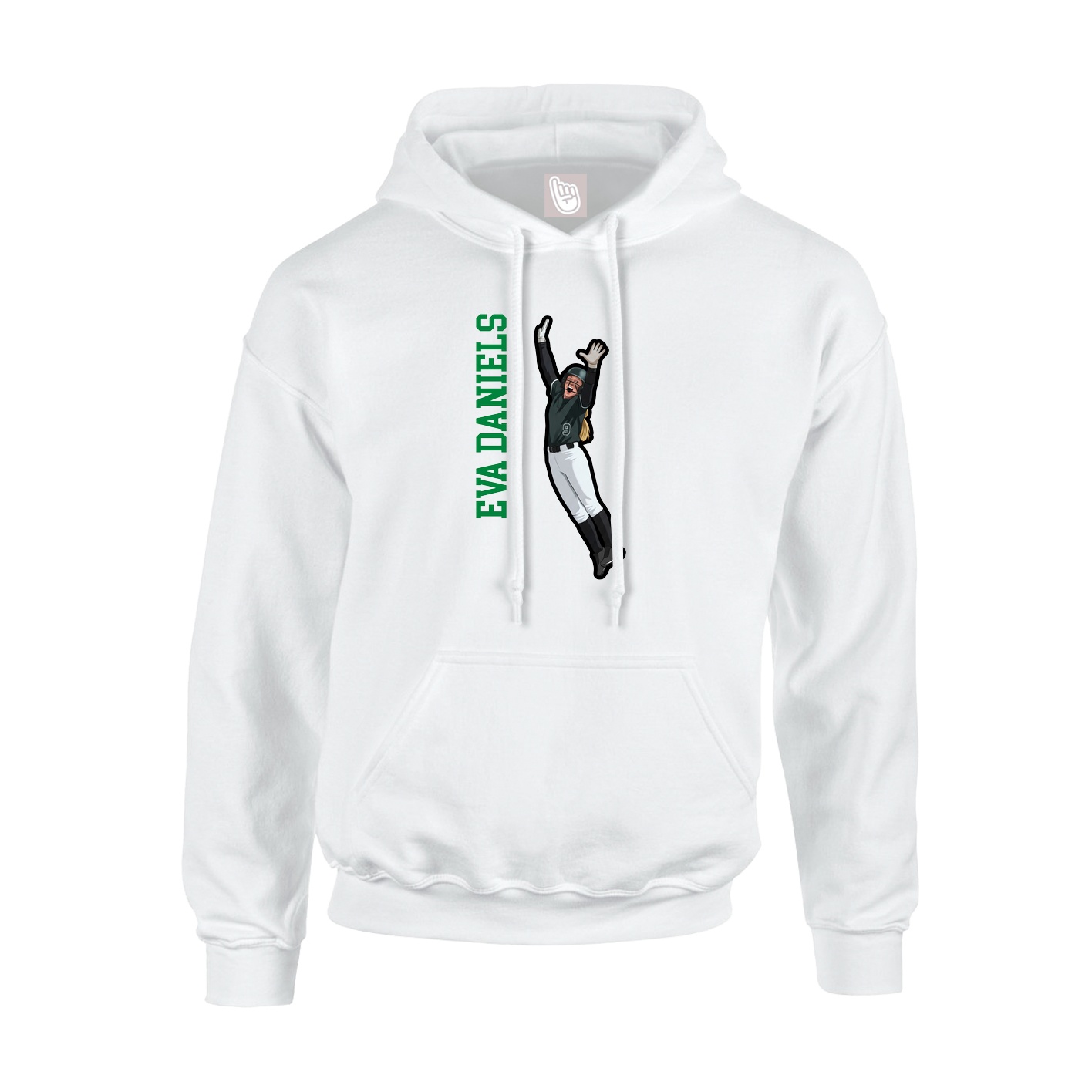 Youth Hoodie — Name Vertical in White