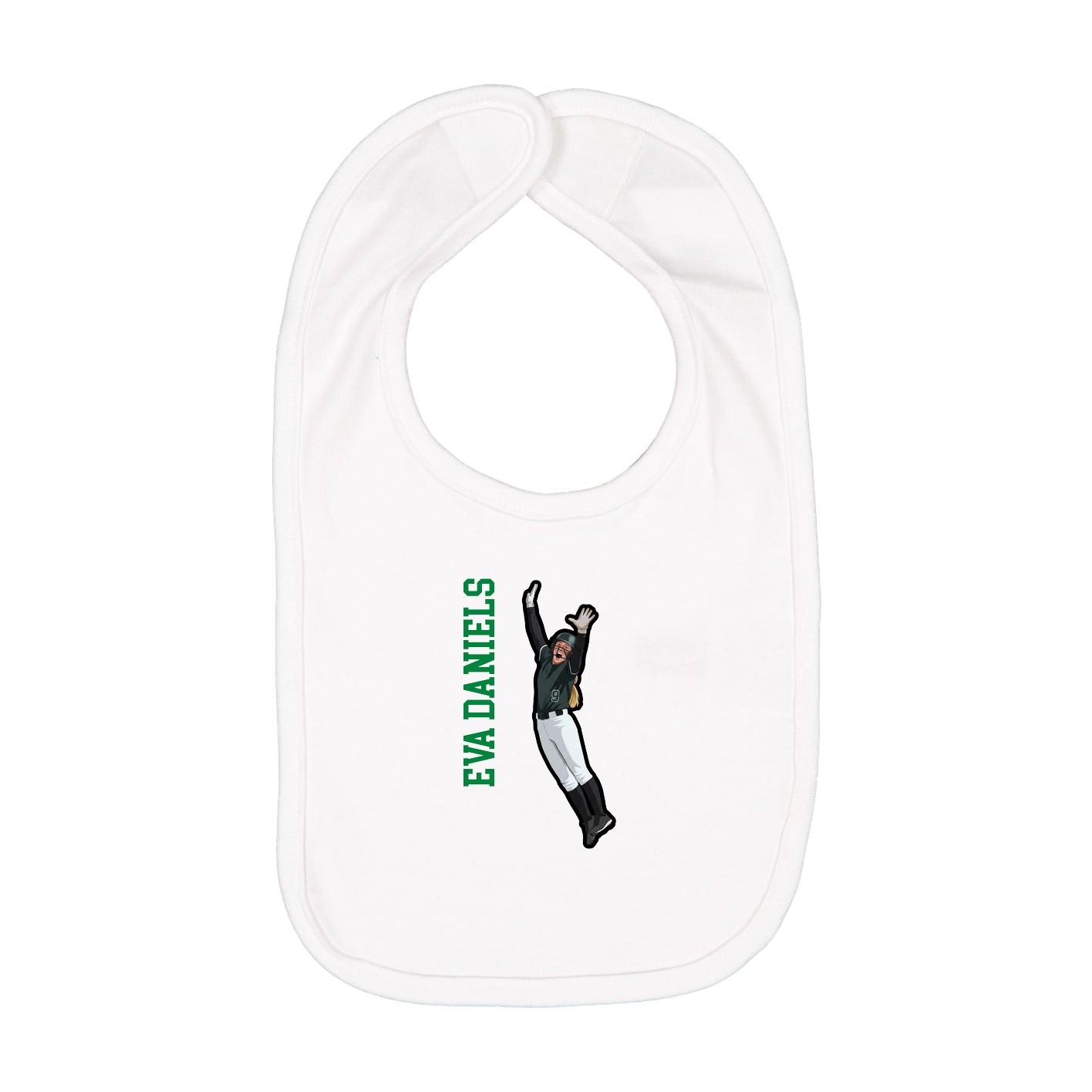 Infant Bib — Name Vertical in White