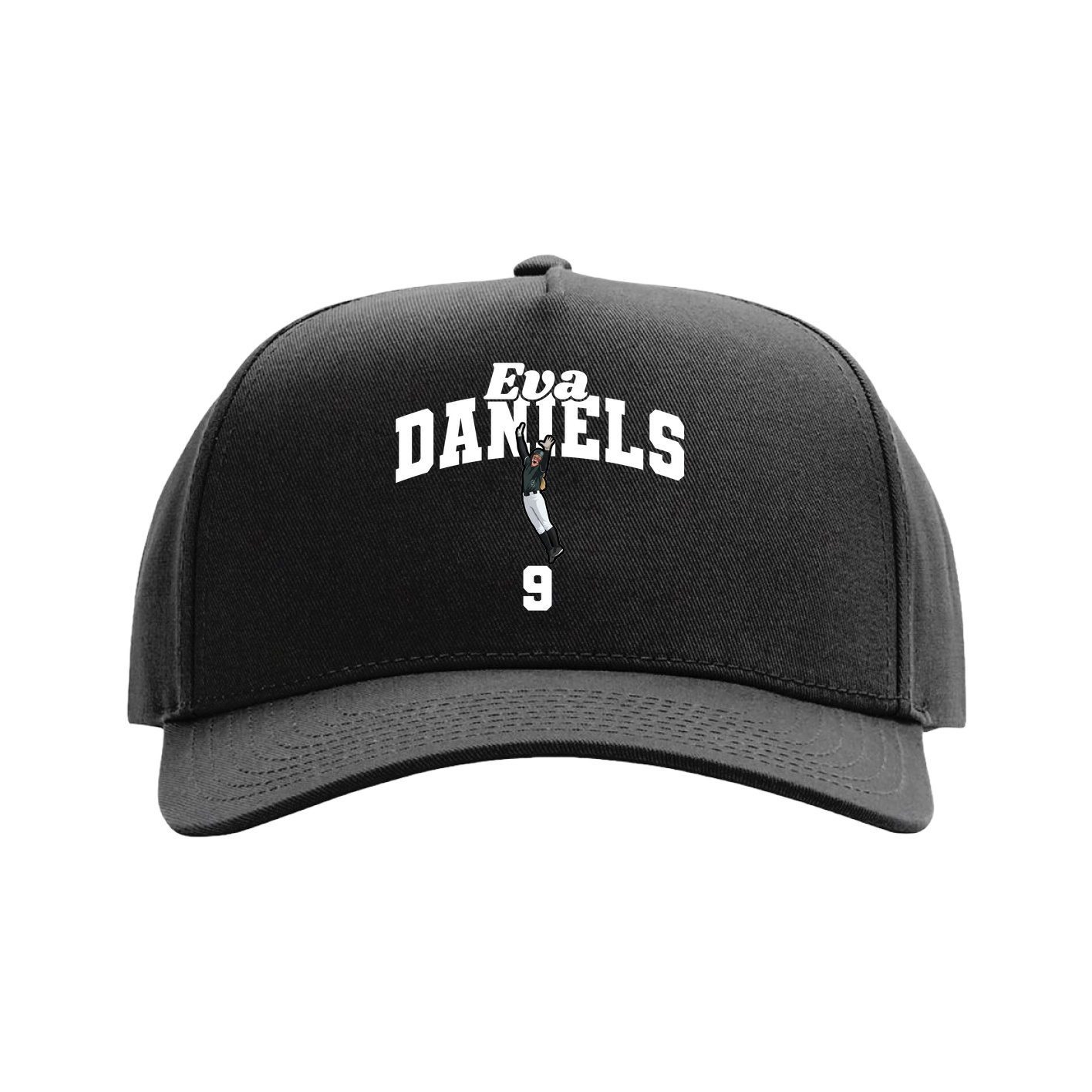 Full Fabric Five-Panel Champ Cap — Signature Arch in Black