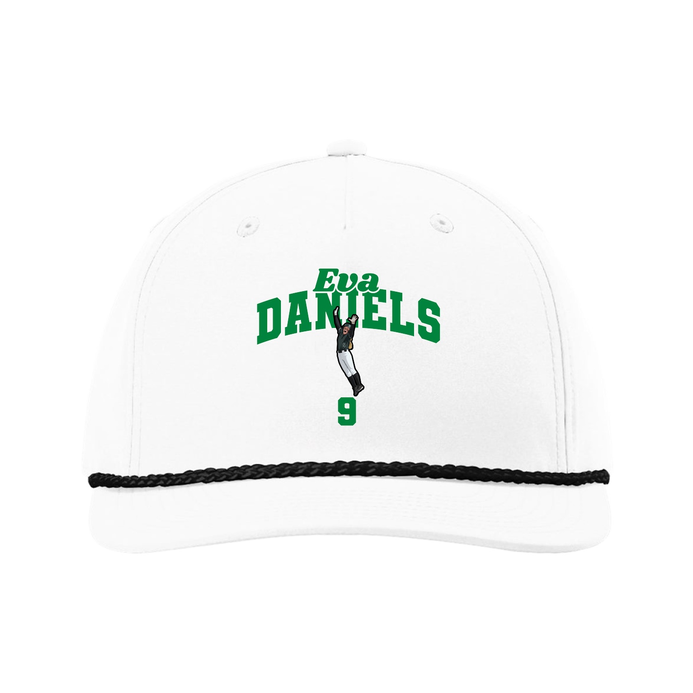 Five-Panel Classic Rope Cap — Signature Arch in White
