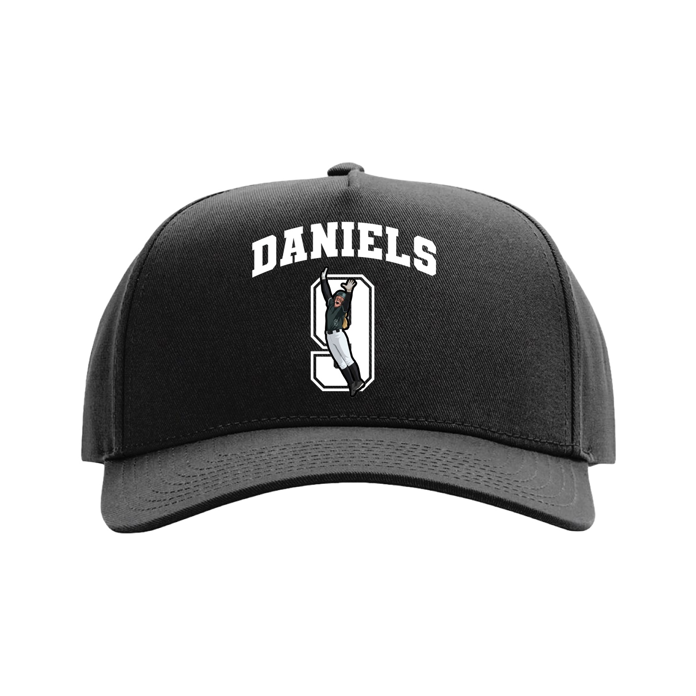 Full Fabric Five-Panel Champ Cap — Number in Black