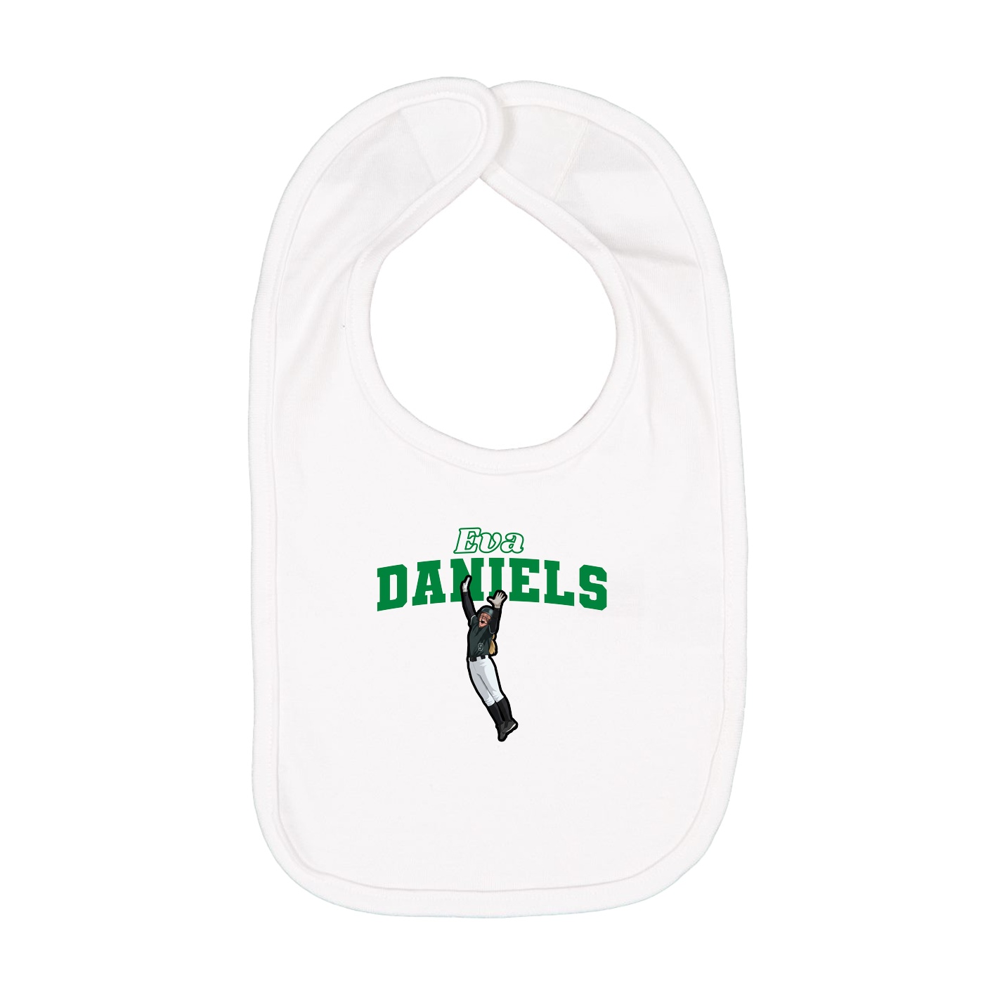Infant Bib — Name Arch in White