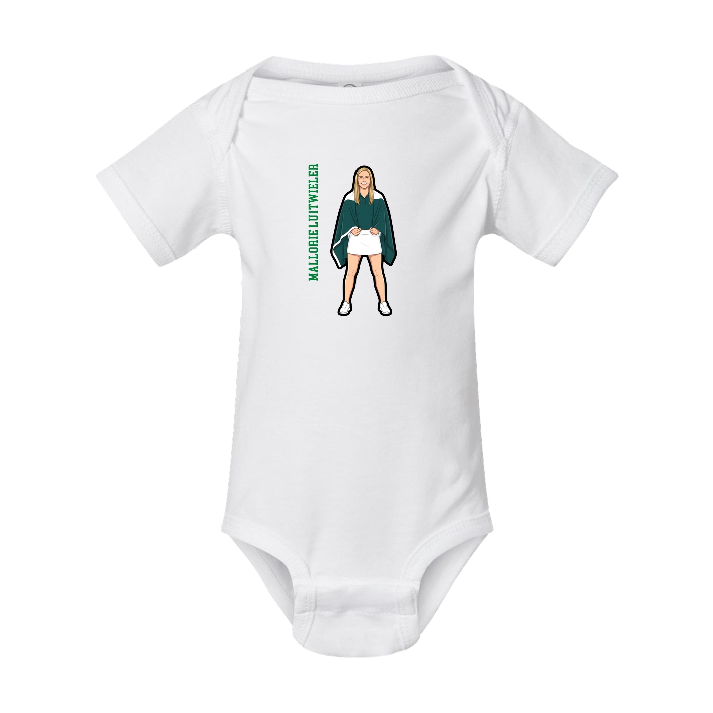 Baby Onesie — Name Vertical in White