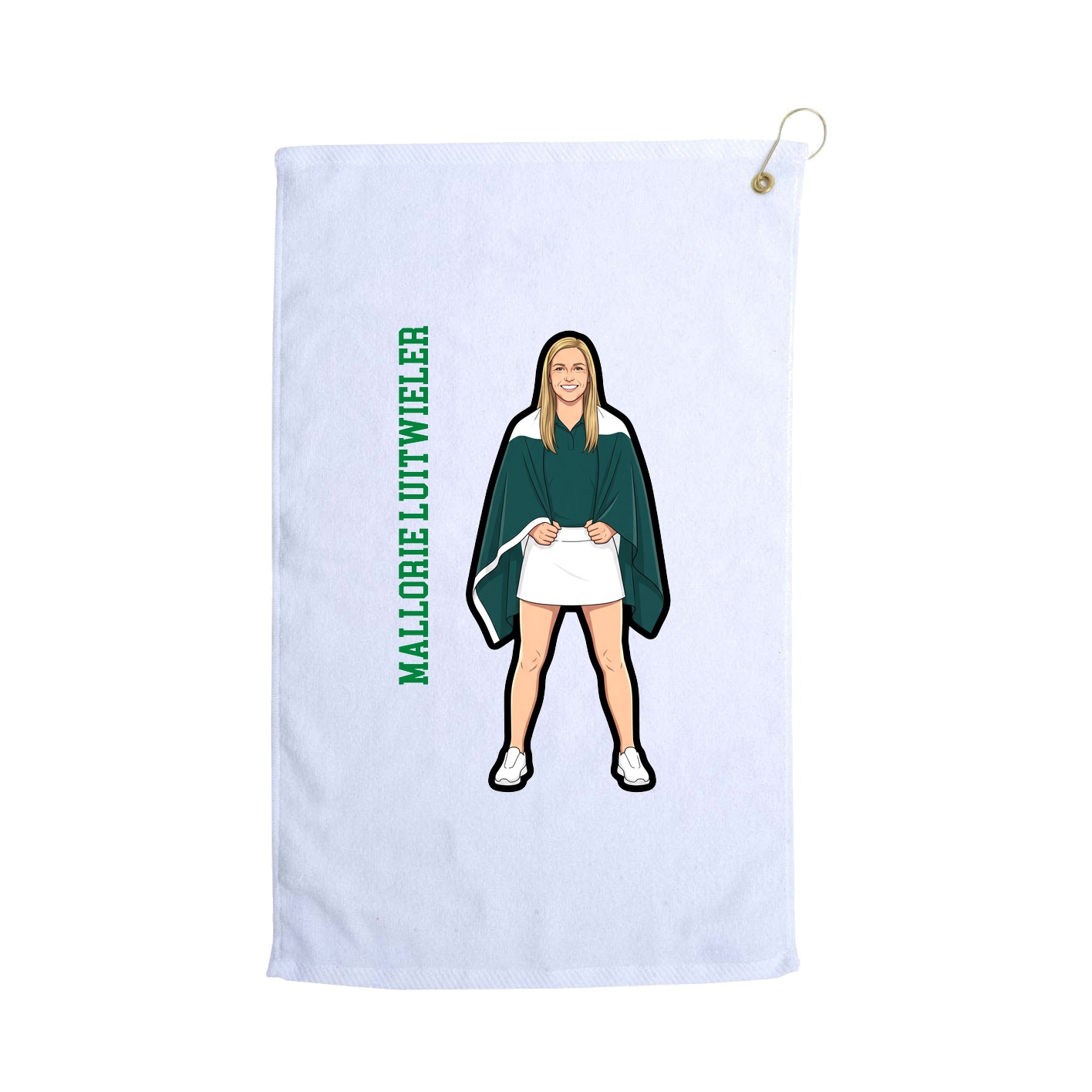 Golf Towel — Name Vertical in White