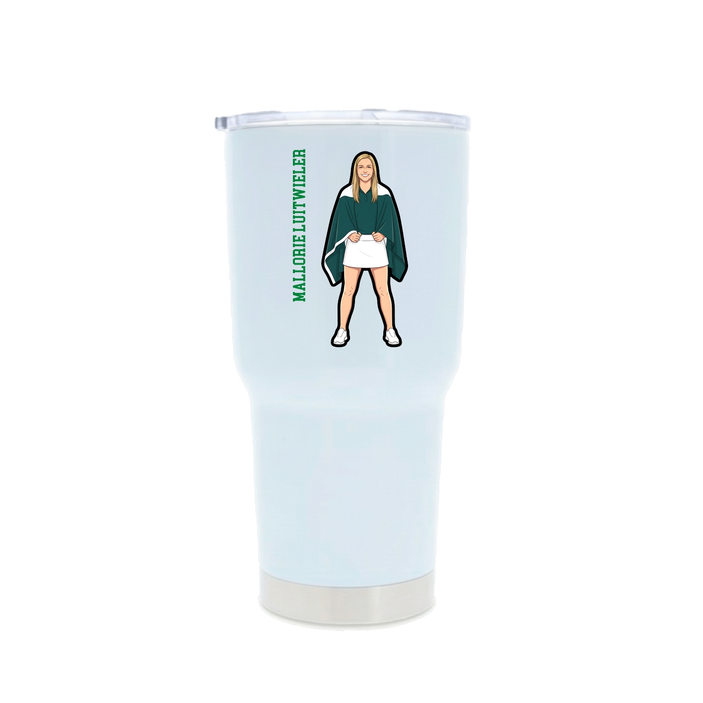30oz Stainless Steel Tumbler — Name Vertical in White
