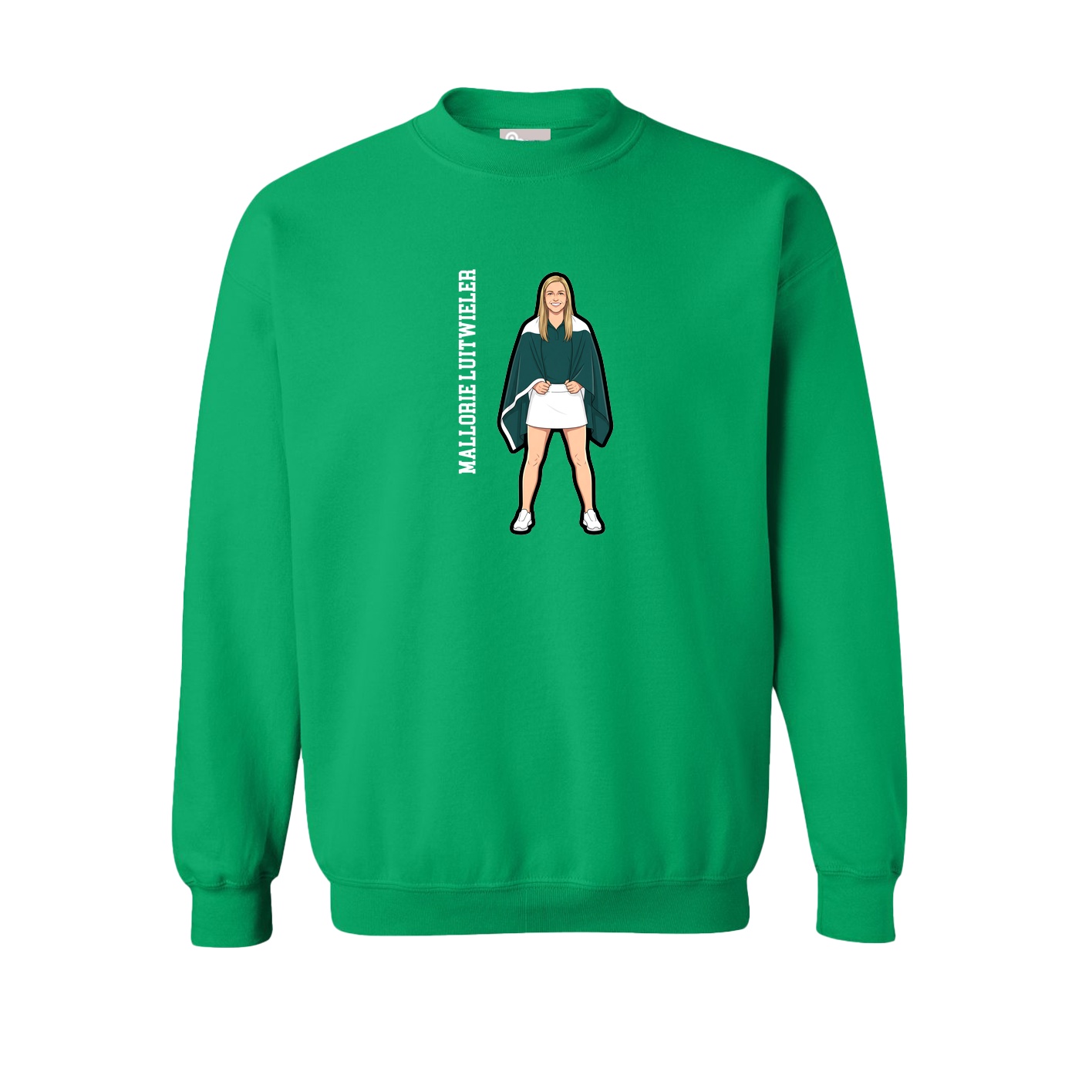 Fleece Crew — Name Vertical in Green