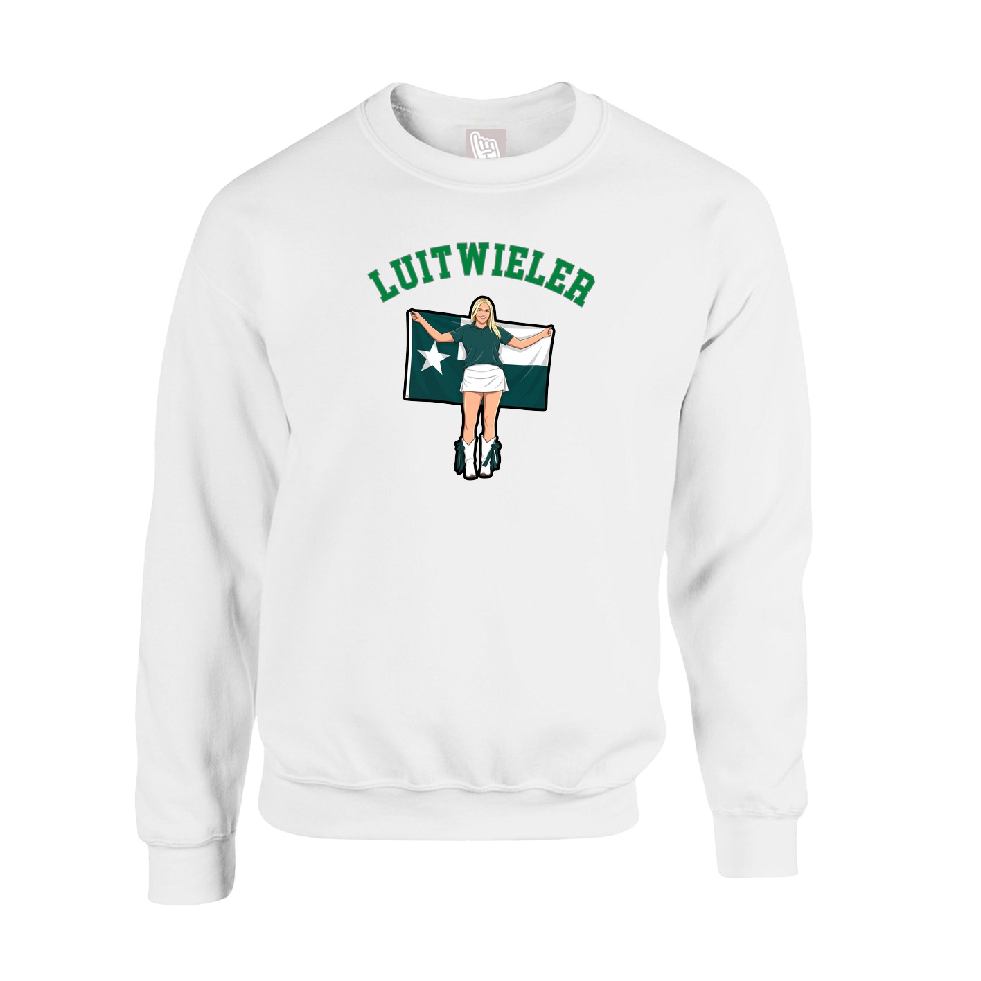 Fleece Crew — Shirsey Arch in White