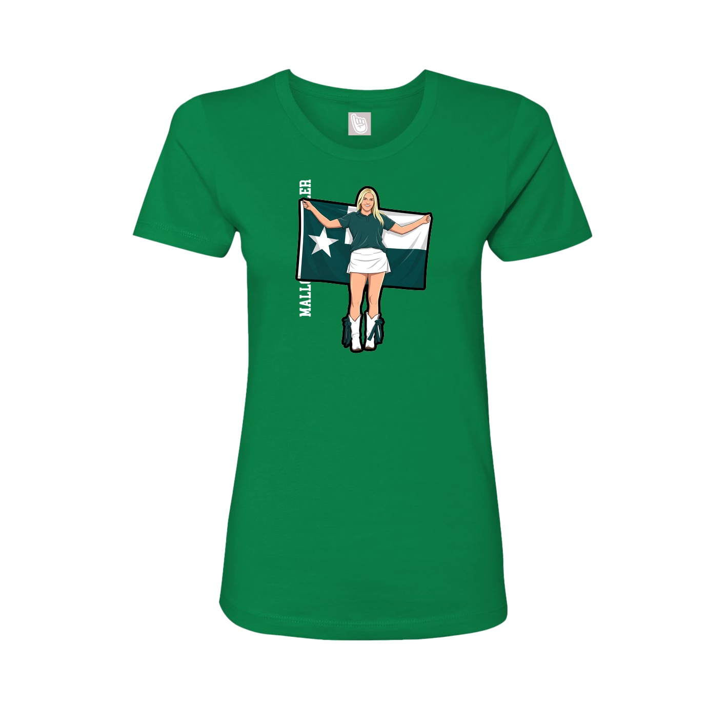 Fitted Women's Tee — Name Vertical in Green