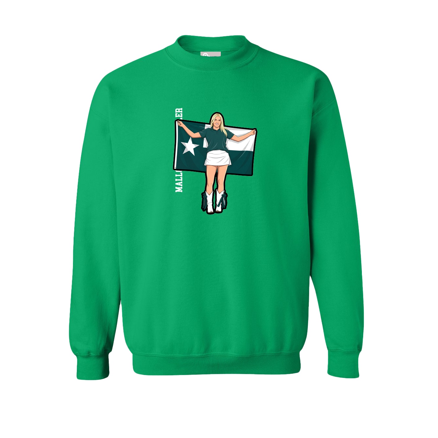Fleece Crew — Name Vertical in Green