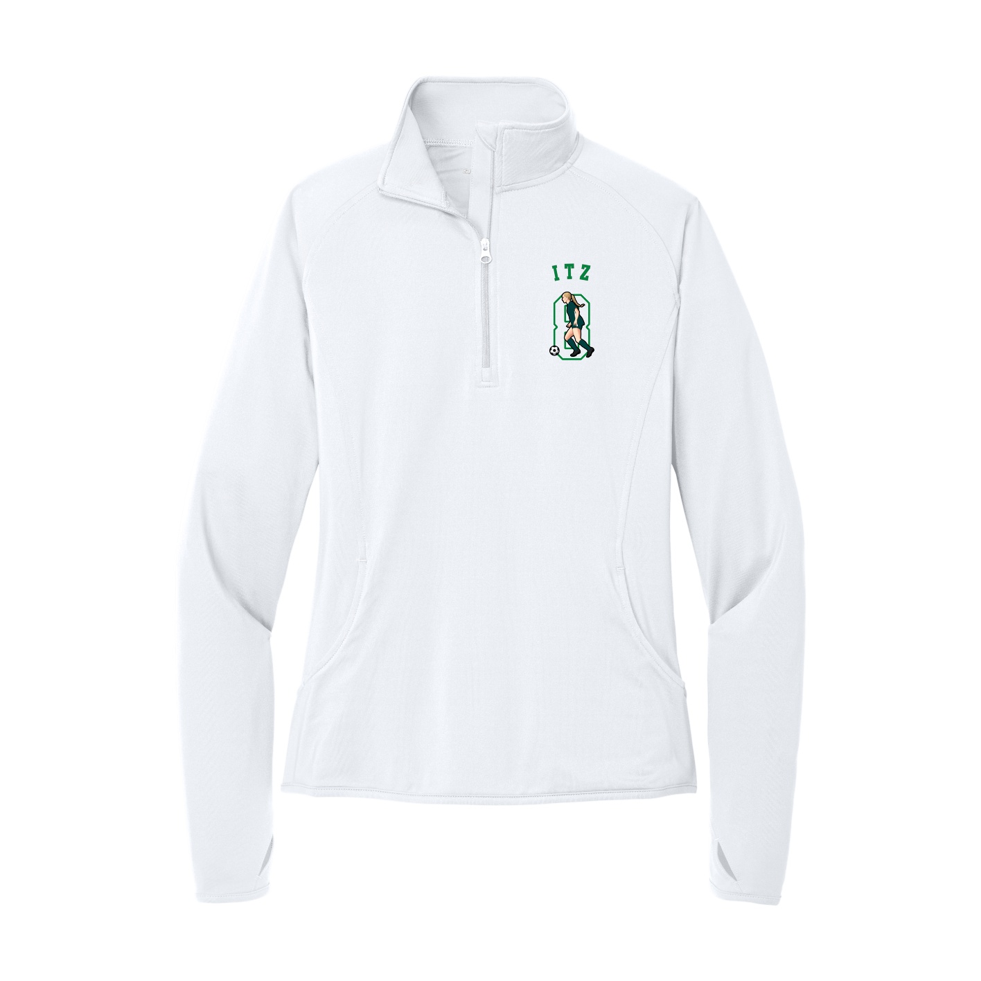 Women's Q-Zip Pullover — Shirsey Arch in White