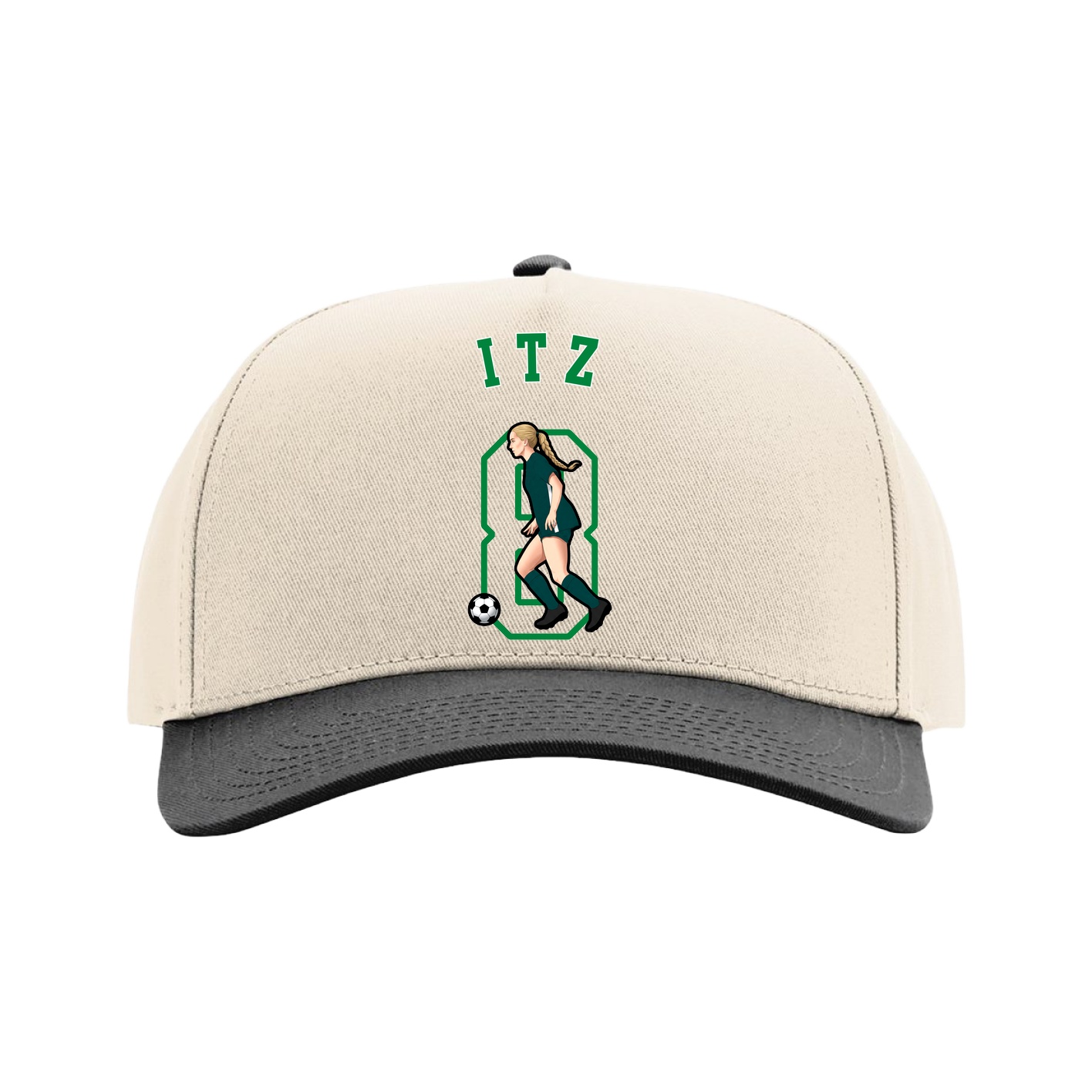 Full Fabric Five-Panel Champ Cap — Shirsey Arch in Cream/Black