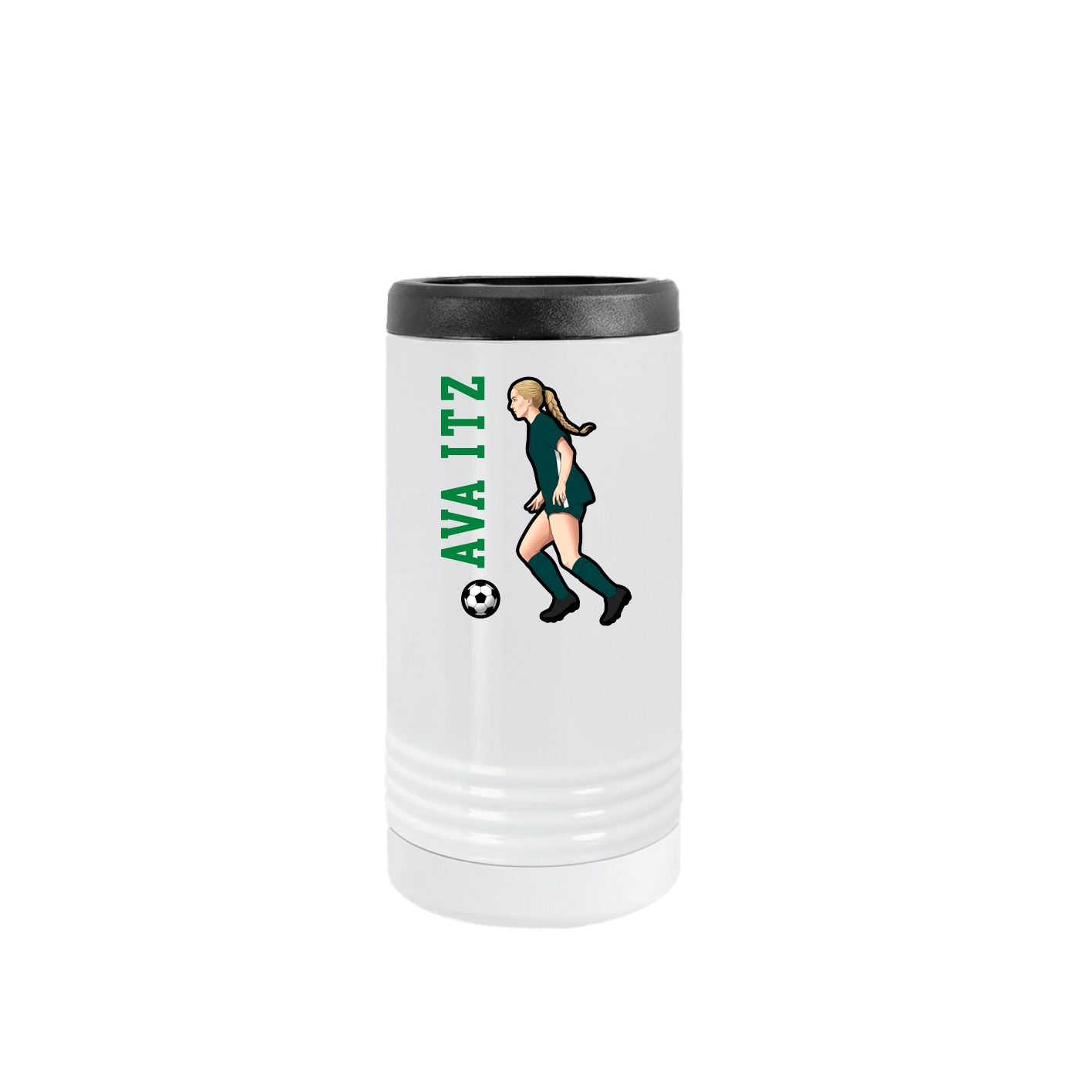 Slim Beverage Holder — Name Vertical in White