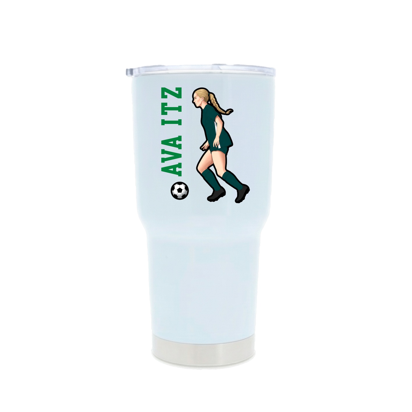 30oz Stainless Steel Tumbler — Name Vertical in White