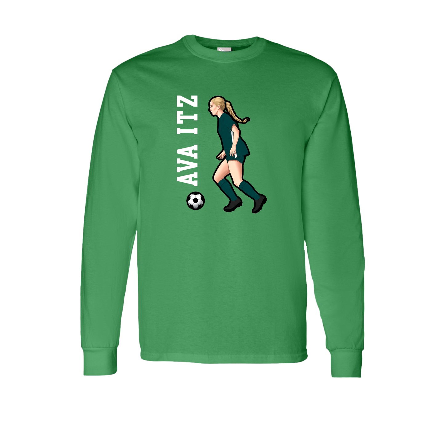 Long Sleeve Tee — Name Vertical in Green
