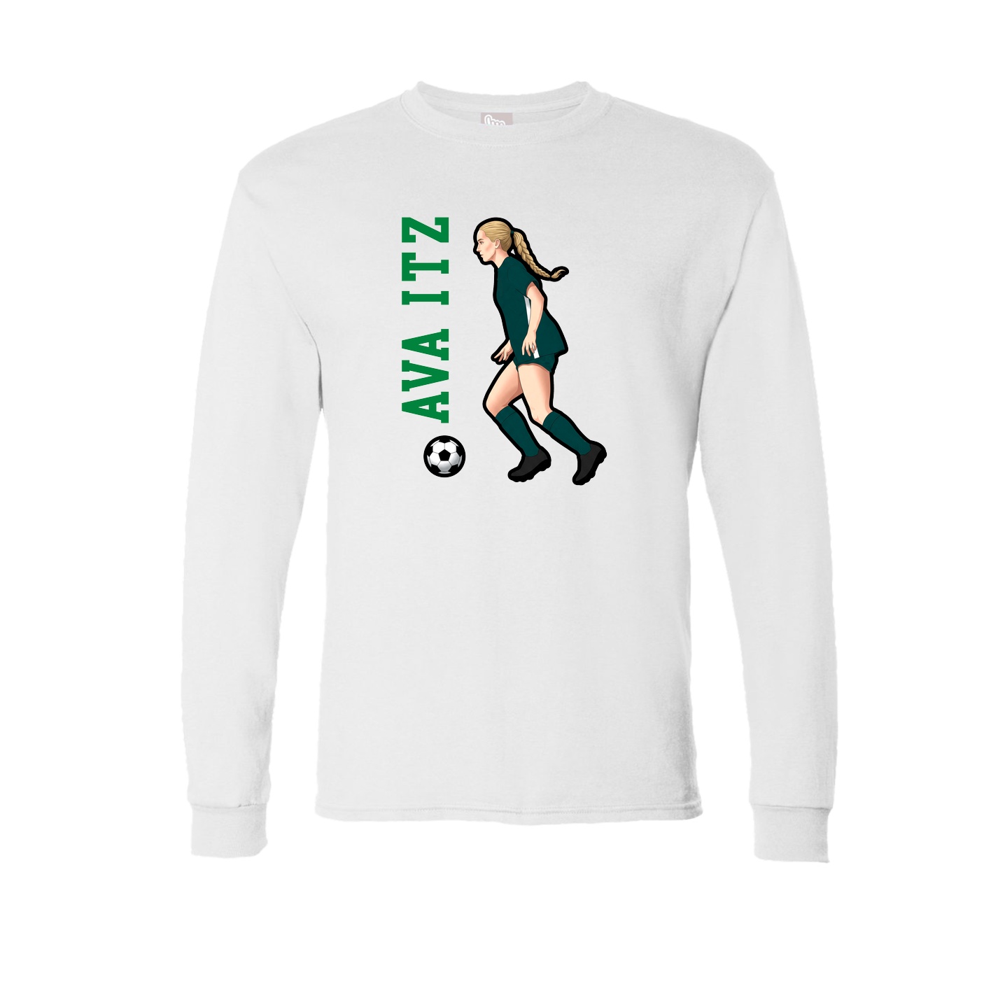 Long Sleeve Tee — Name Vertical in White