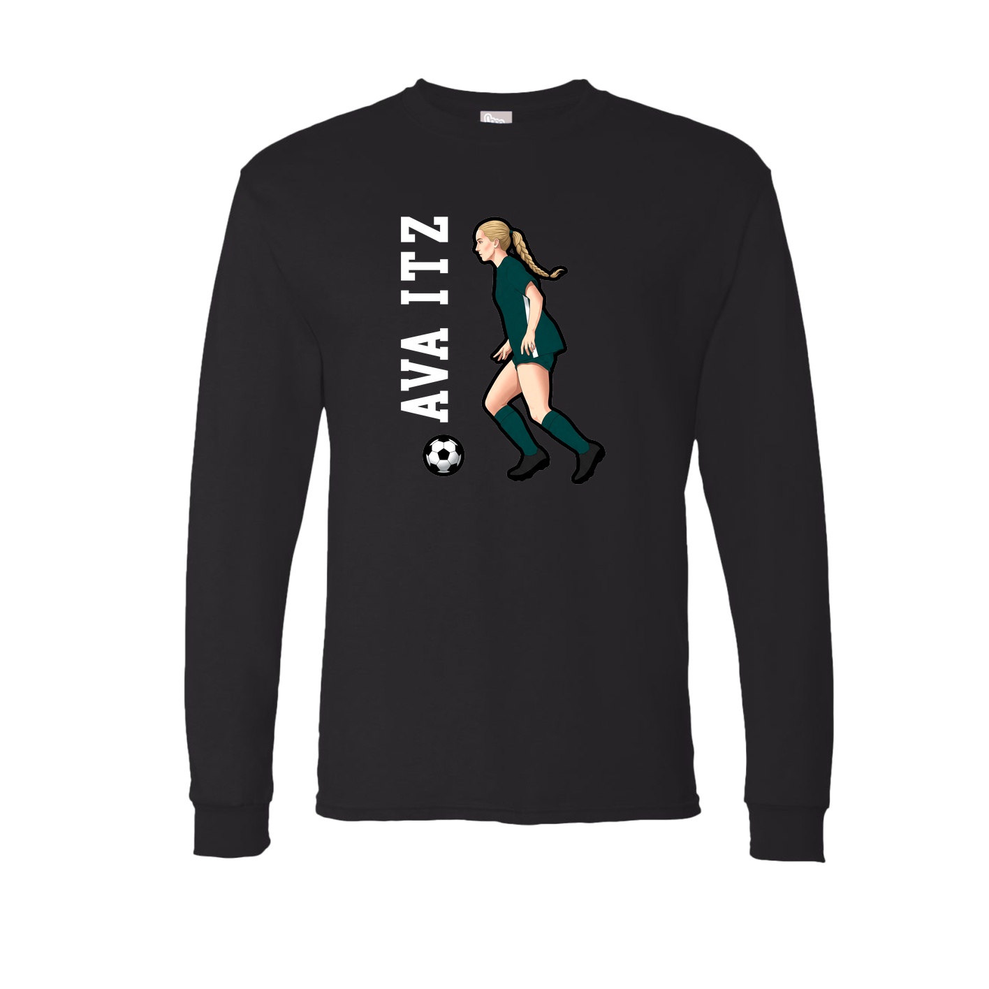 Long Sleeve Tee — Name Vertical in Black