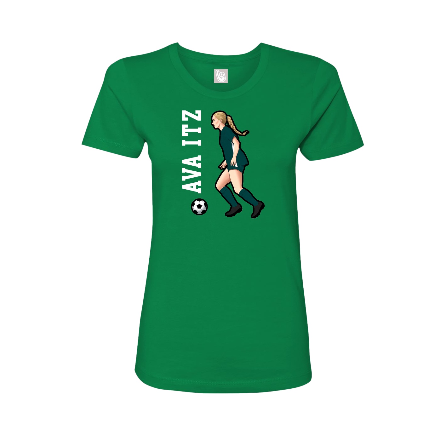 Womens Tee — Name Vertical in Green