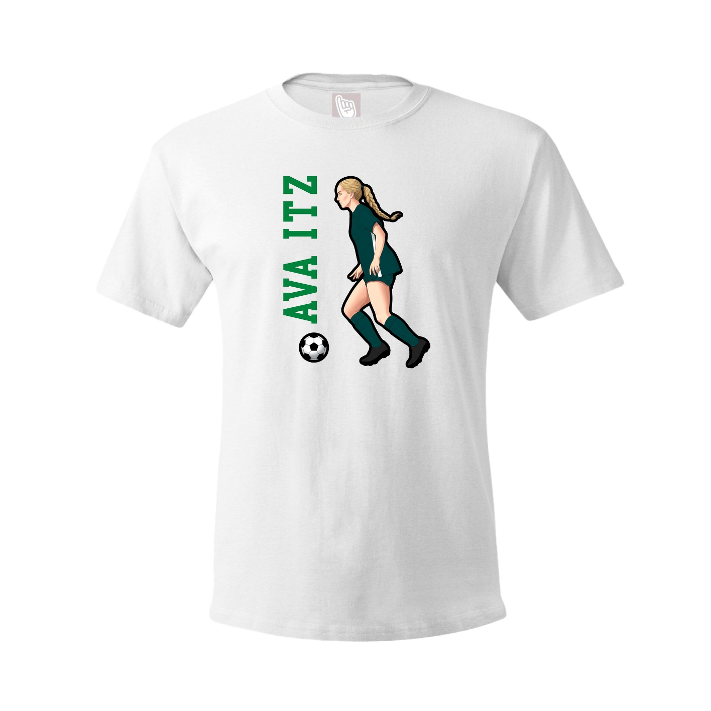Youth Tee — Name Vertical in White