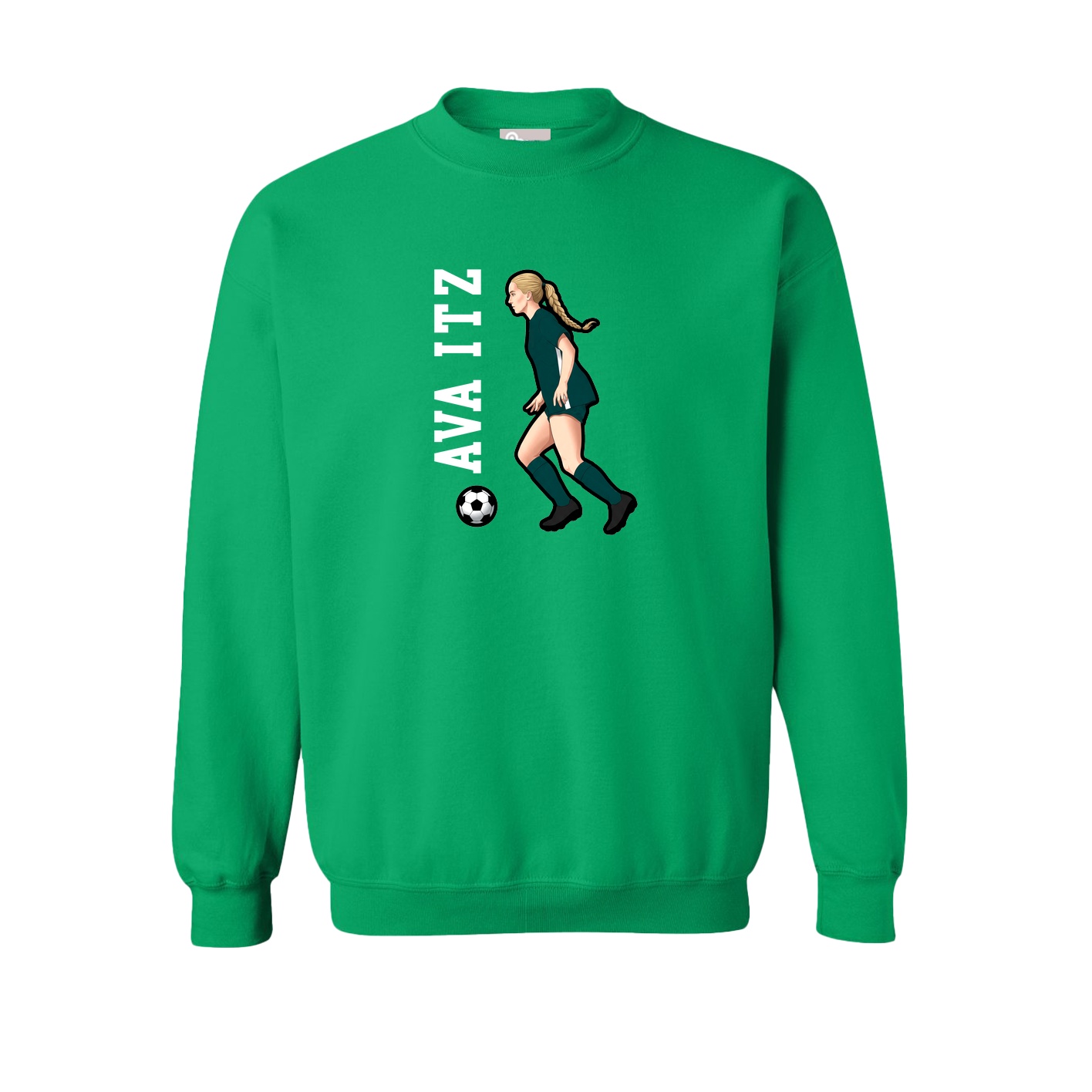 Fleece Crew — Name Vertical in Green
