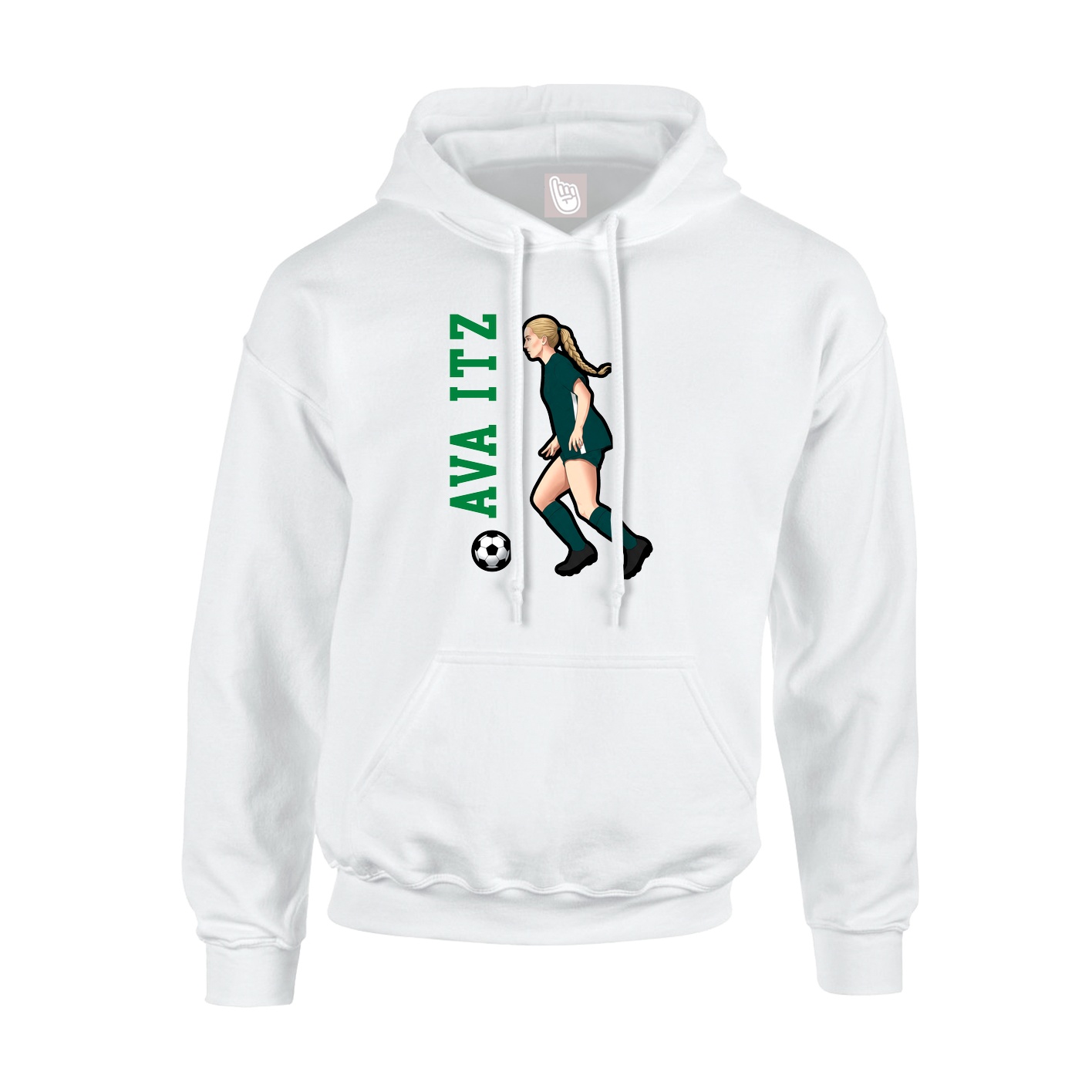 Youth Hoodie — Name Vertical in White