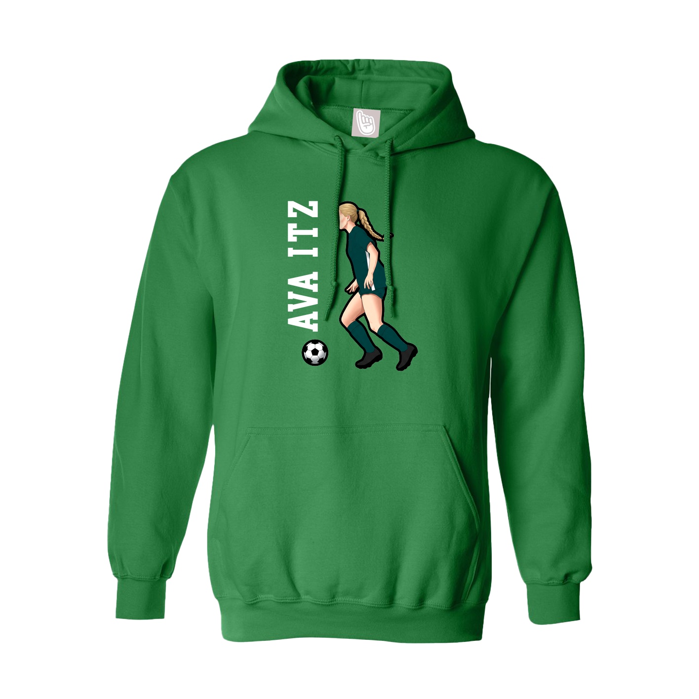 Youth Hoodie — Name Vertical in Green