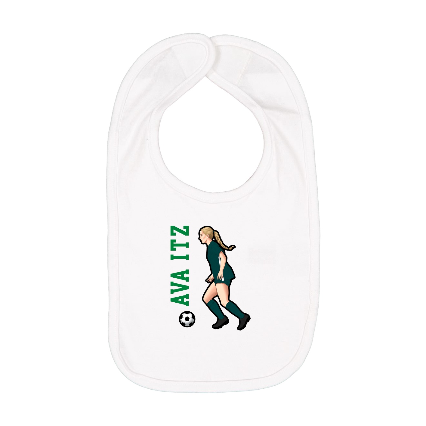 Infant Bib — Name Vertical in White