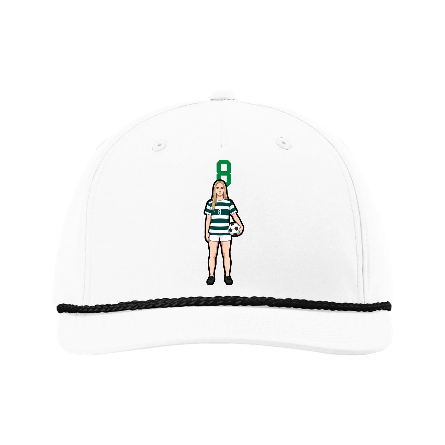 Five-Panel Classic Rope Cap — Number Top in White