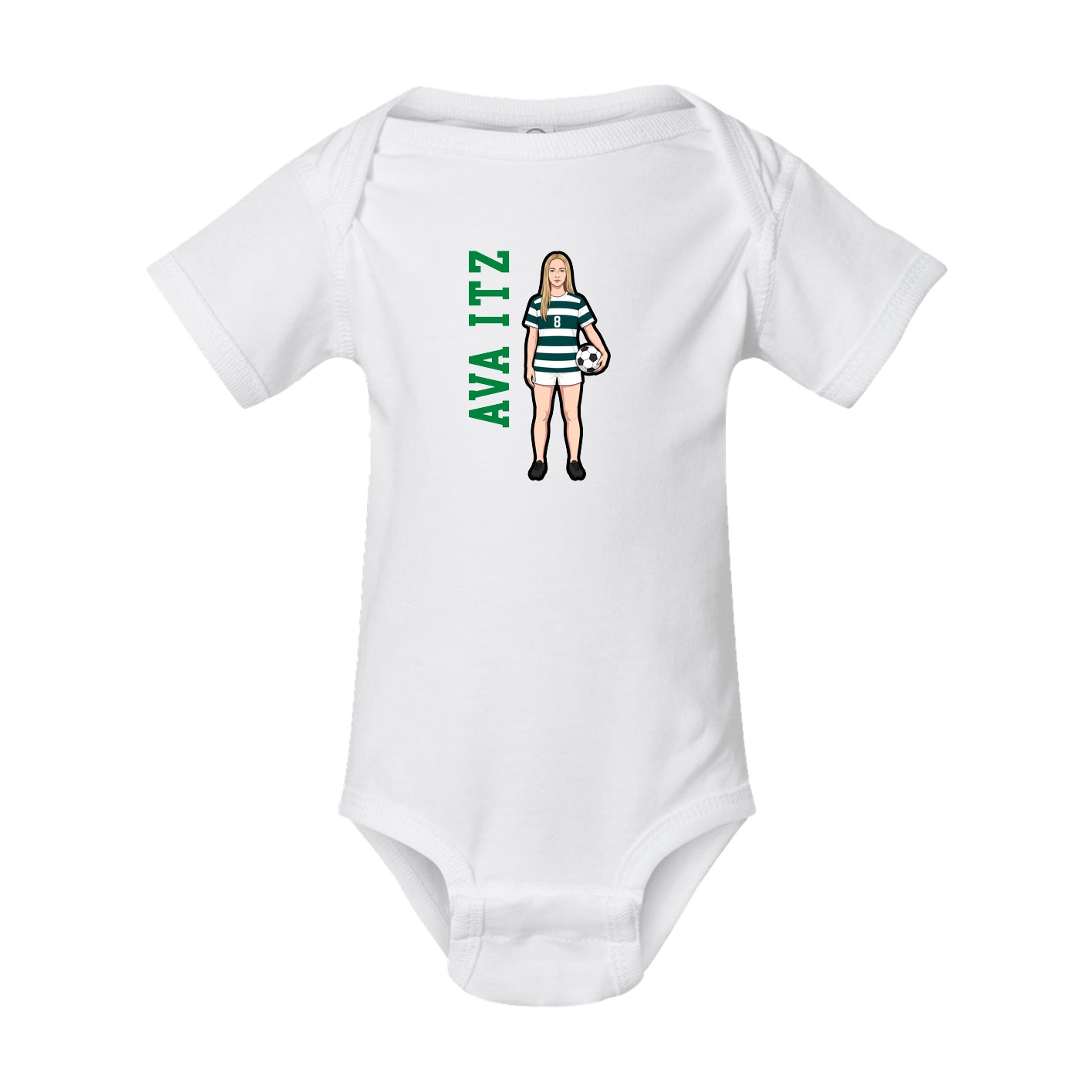 Baby Onesie — Name Vertical in White