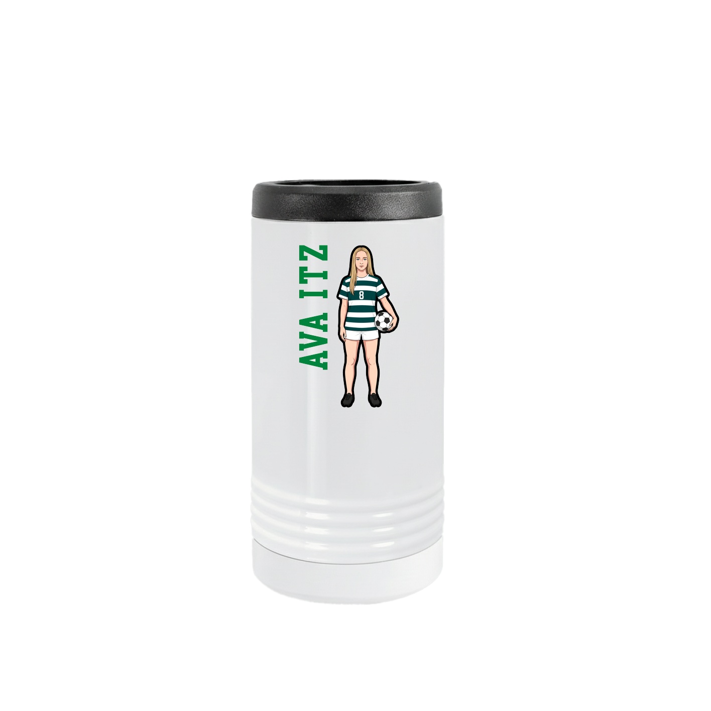 Slim Beverage Holder — Name Vertical in White