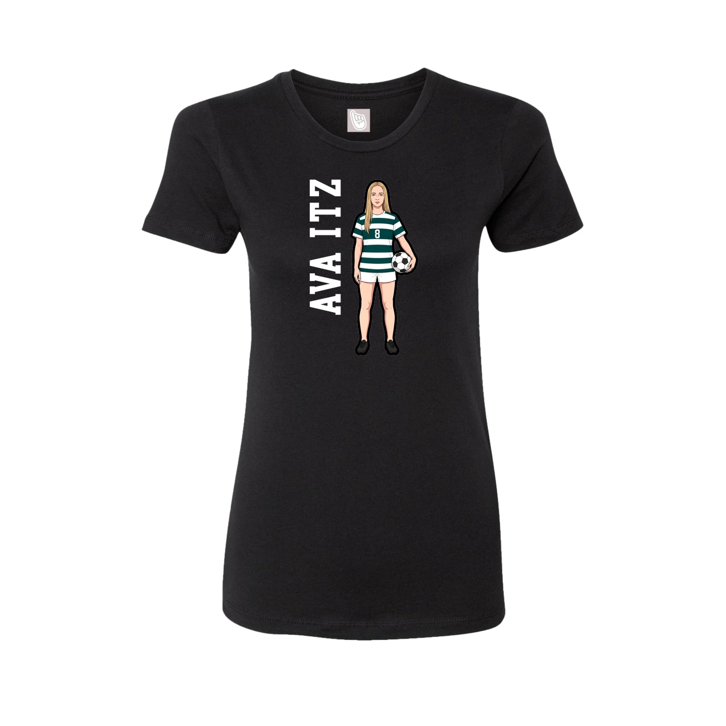 Womens Tee — Name Vertical in Black